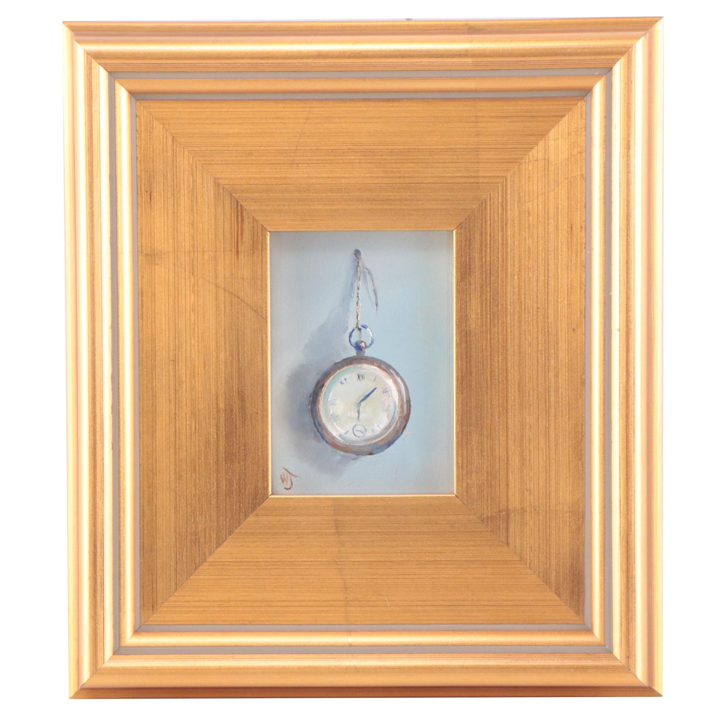William Jamison Oil Painting of a Pocket Watch, 21st Century