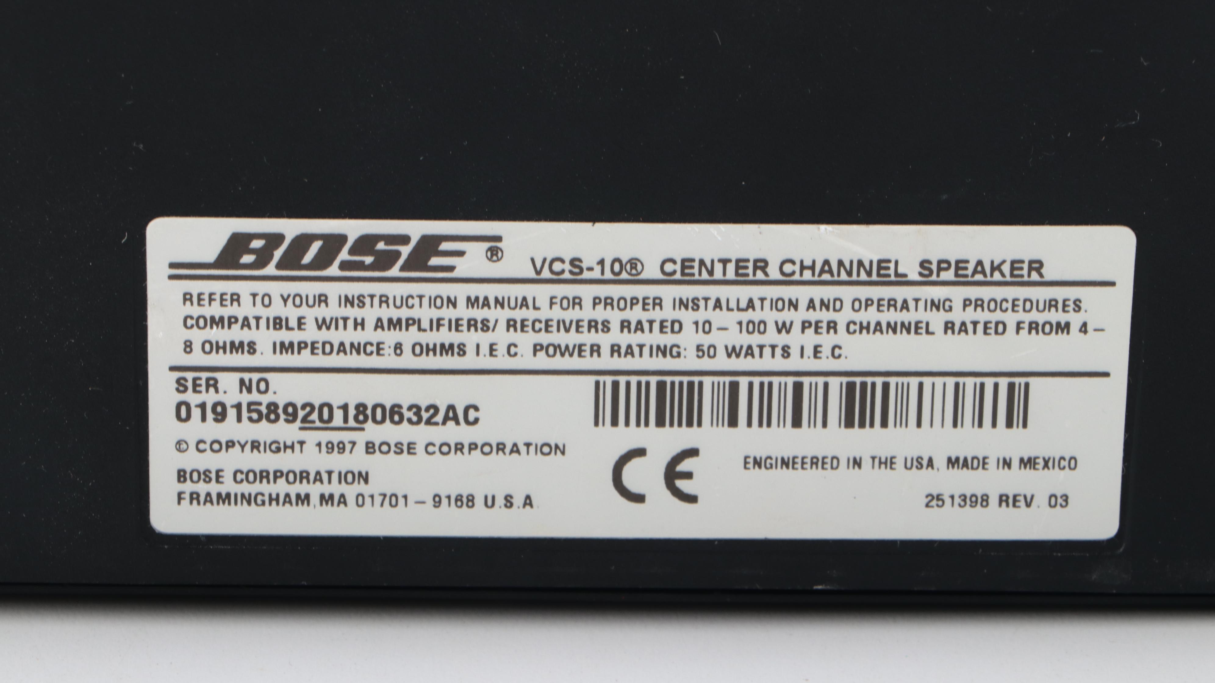Bose Center Channel and Speakers With Boston Loudspeakers
