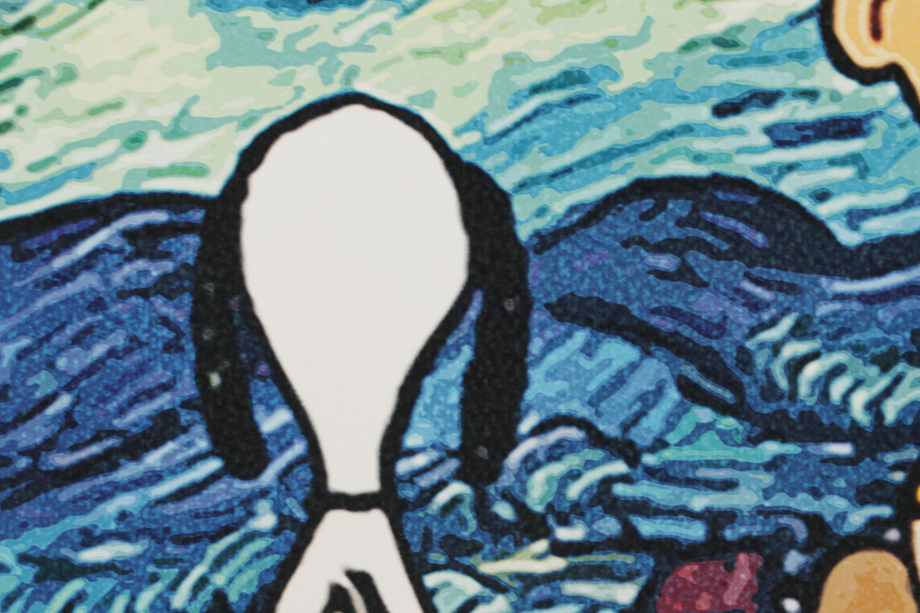 Death NYC Pop Art Graphic Print of Charlie Brown and Snoopy with Starry Night