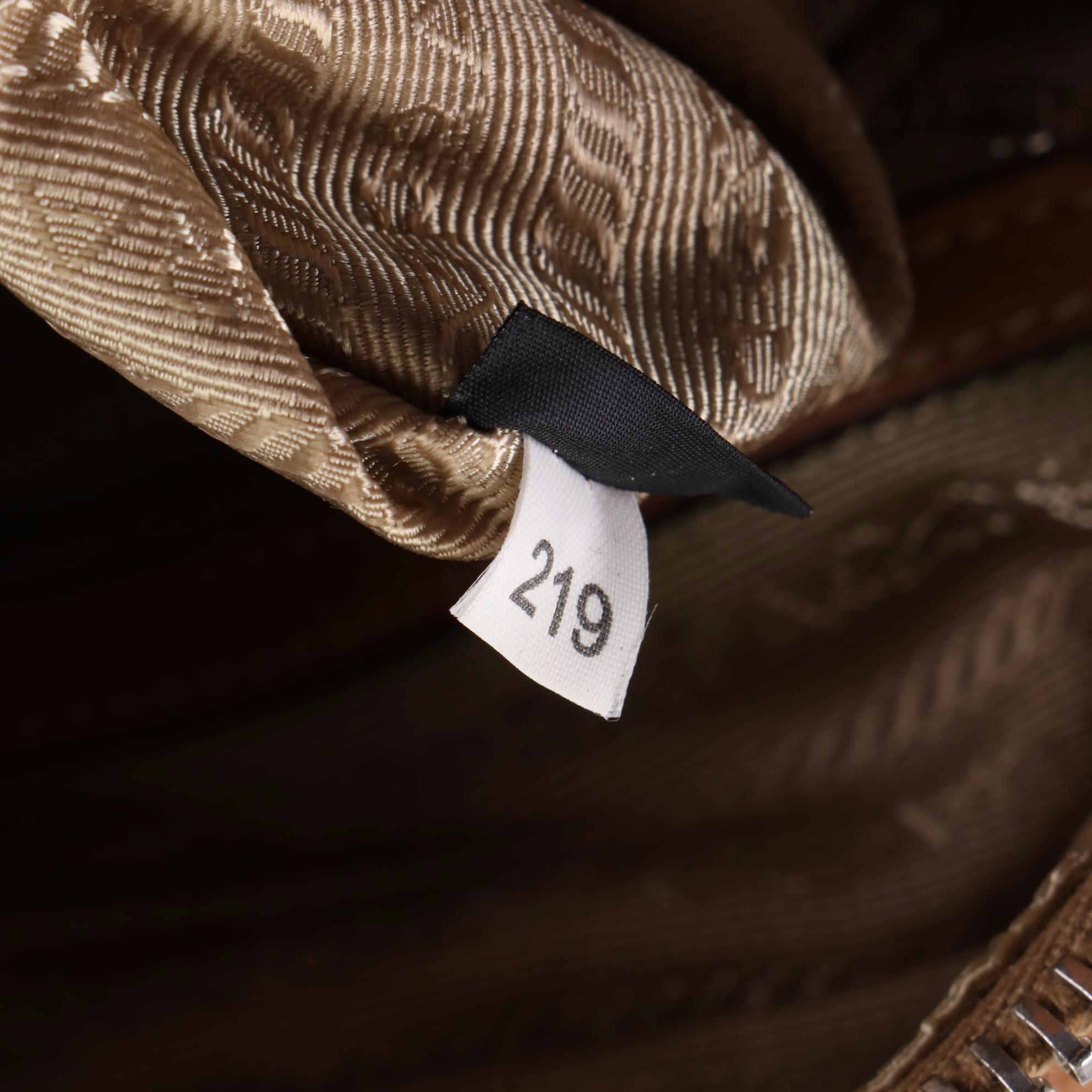 Prada Bowler Bag in Tan Grained Leather