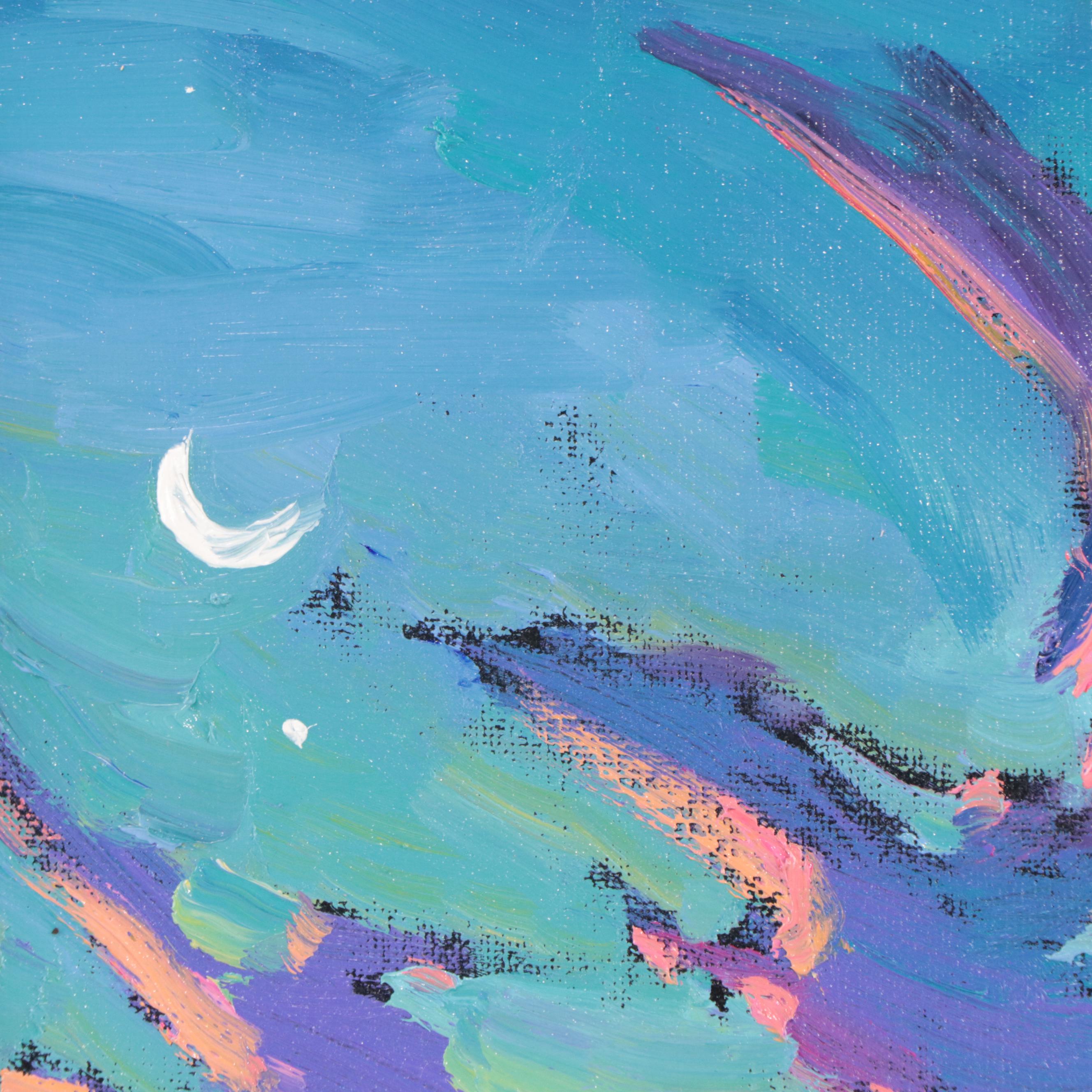 William Hawkins Oil Painting of Moonlit Landscape, 2023