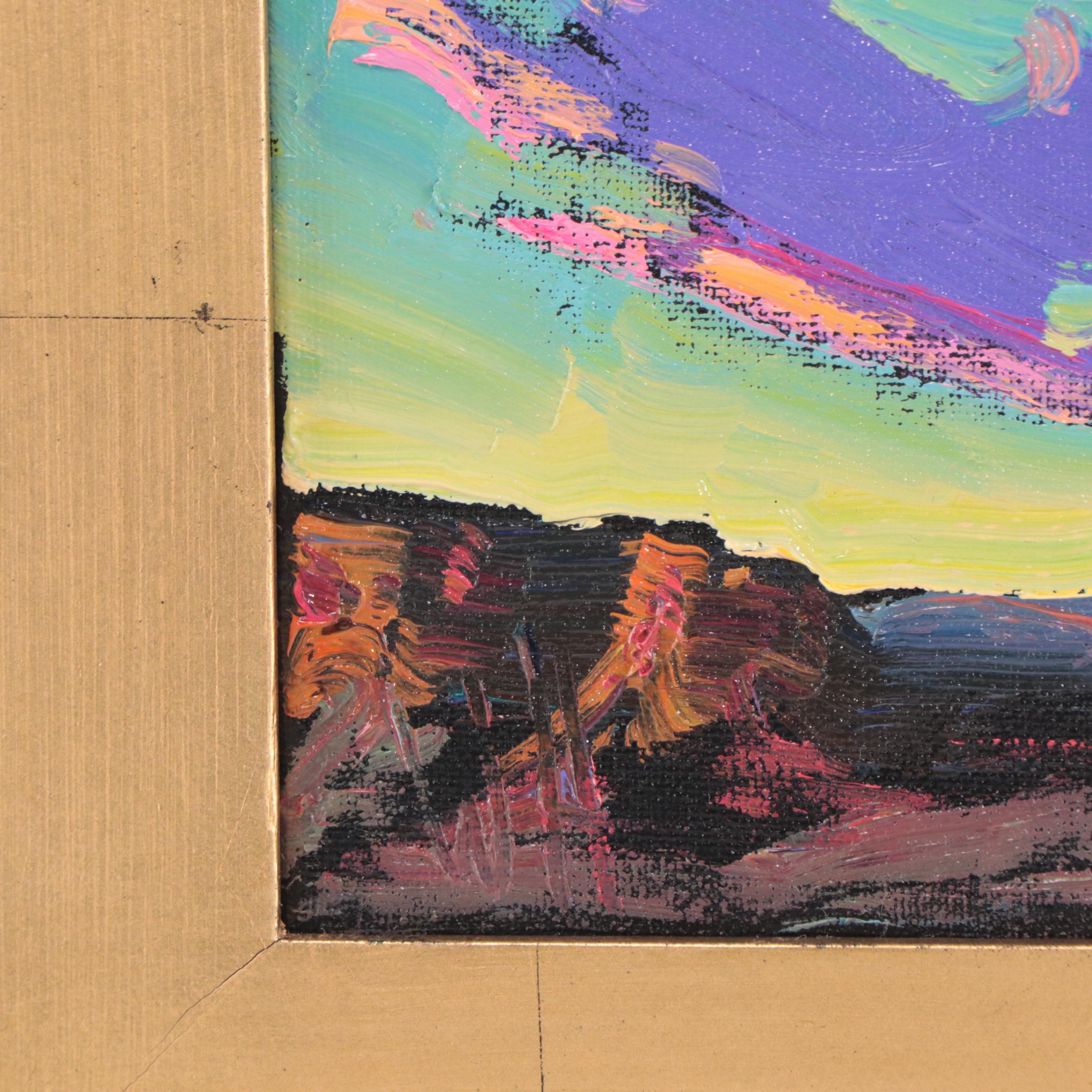 William Hawkins Oil Painting of Moonlit Landscape, 2023