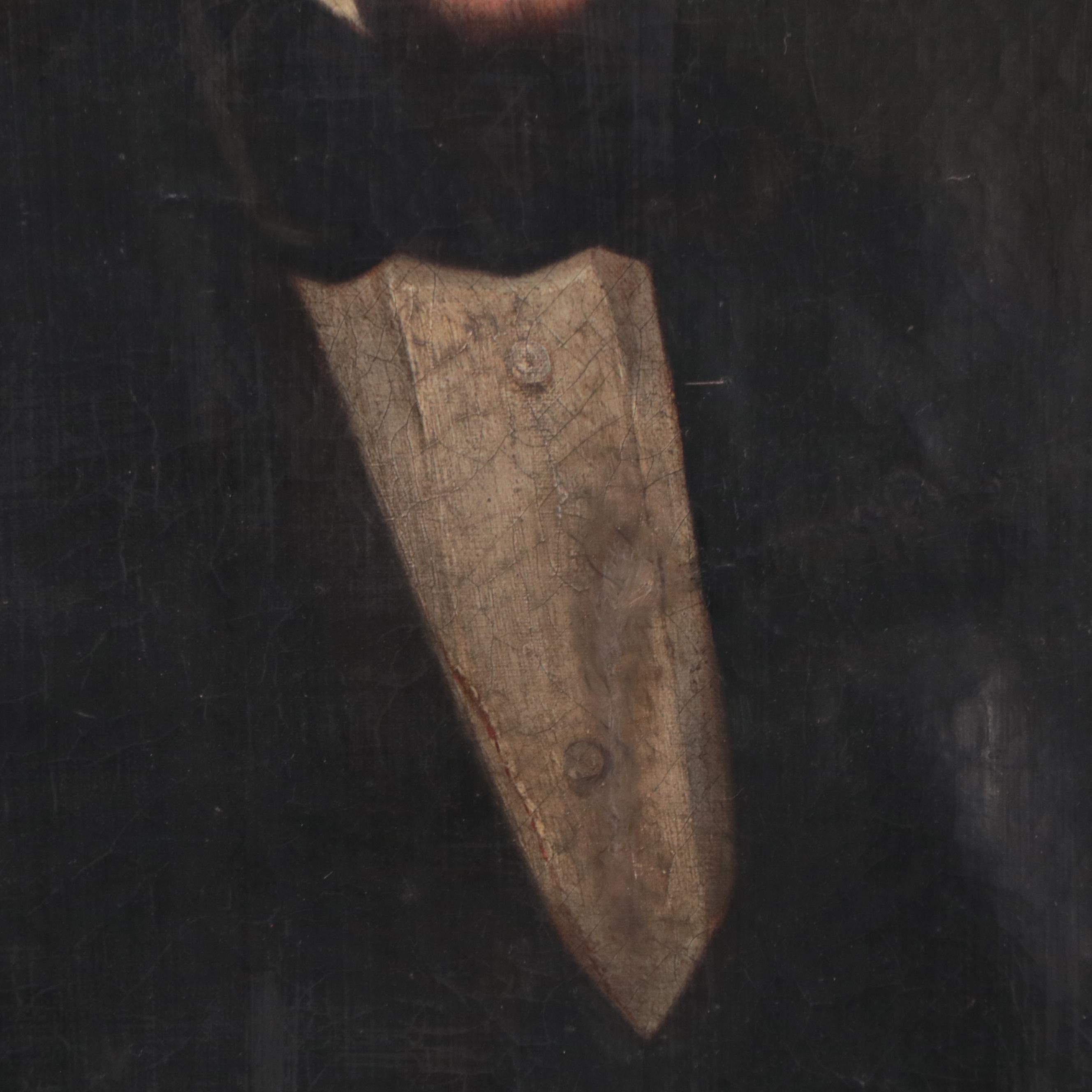 American School Portrait Oil Painting of Young Man in Suit, 19th Century