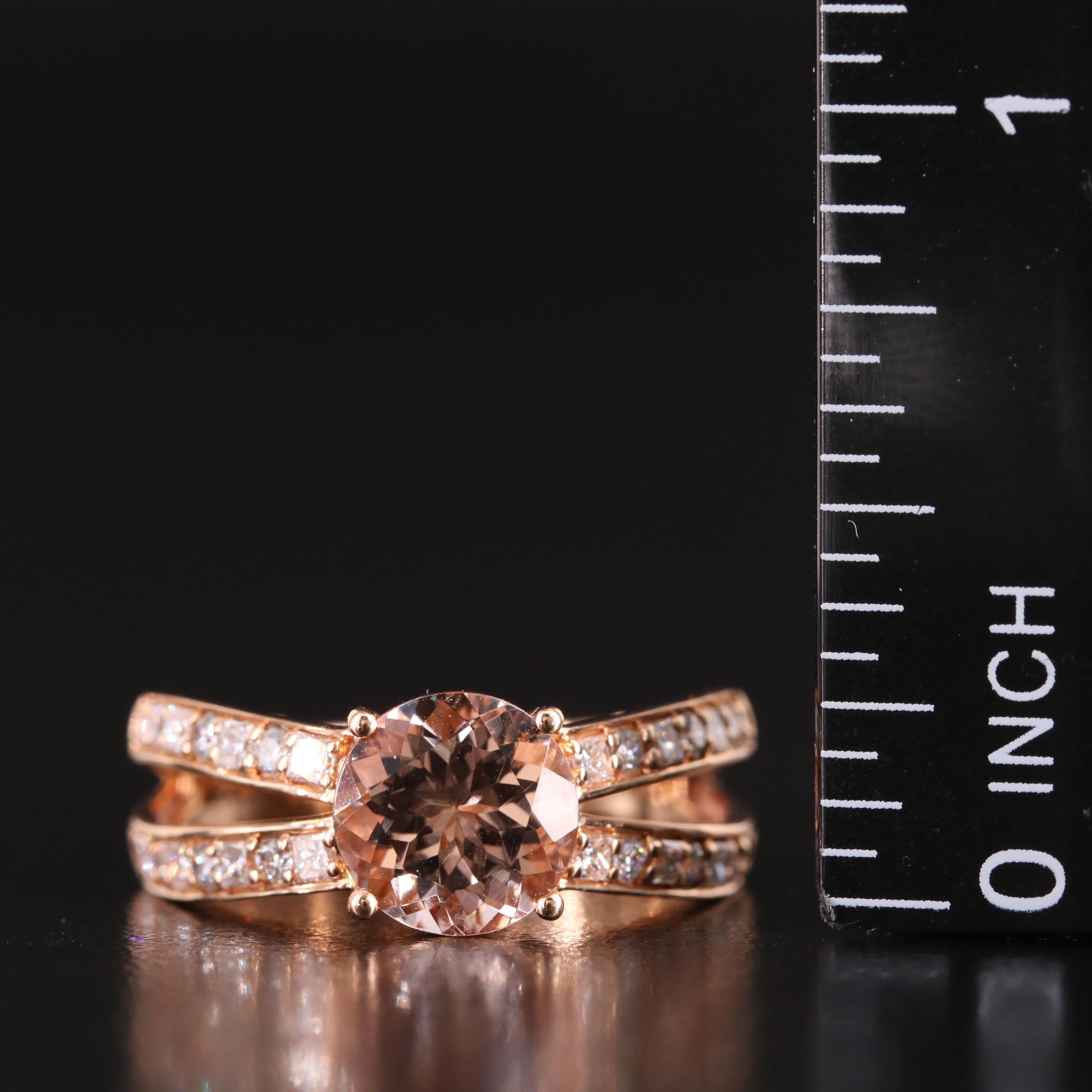 18K Rose Gold Morganite and Diamond Ring