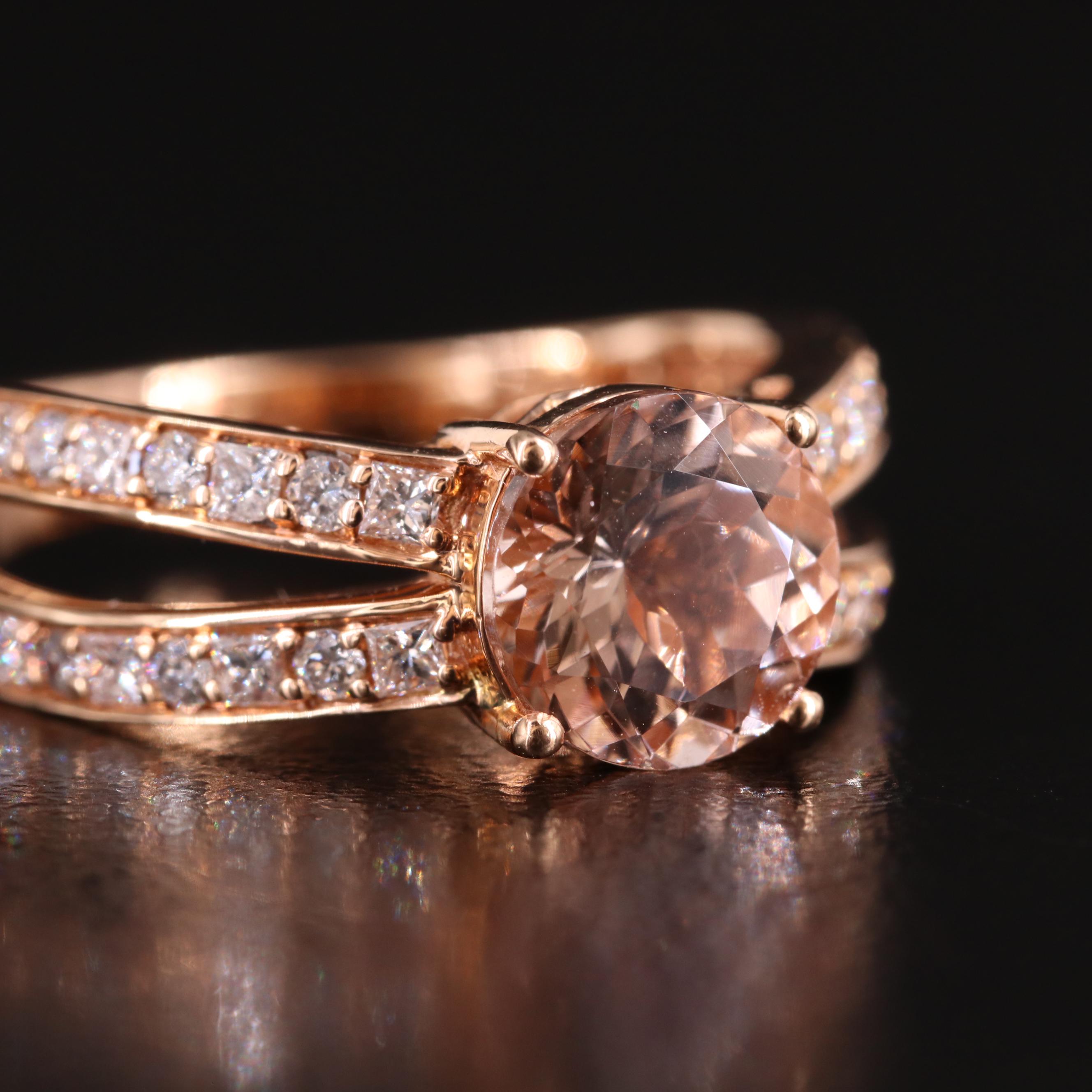 18K Rose Gold Morganite and Diamond Ring
