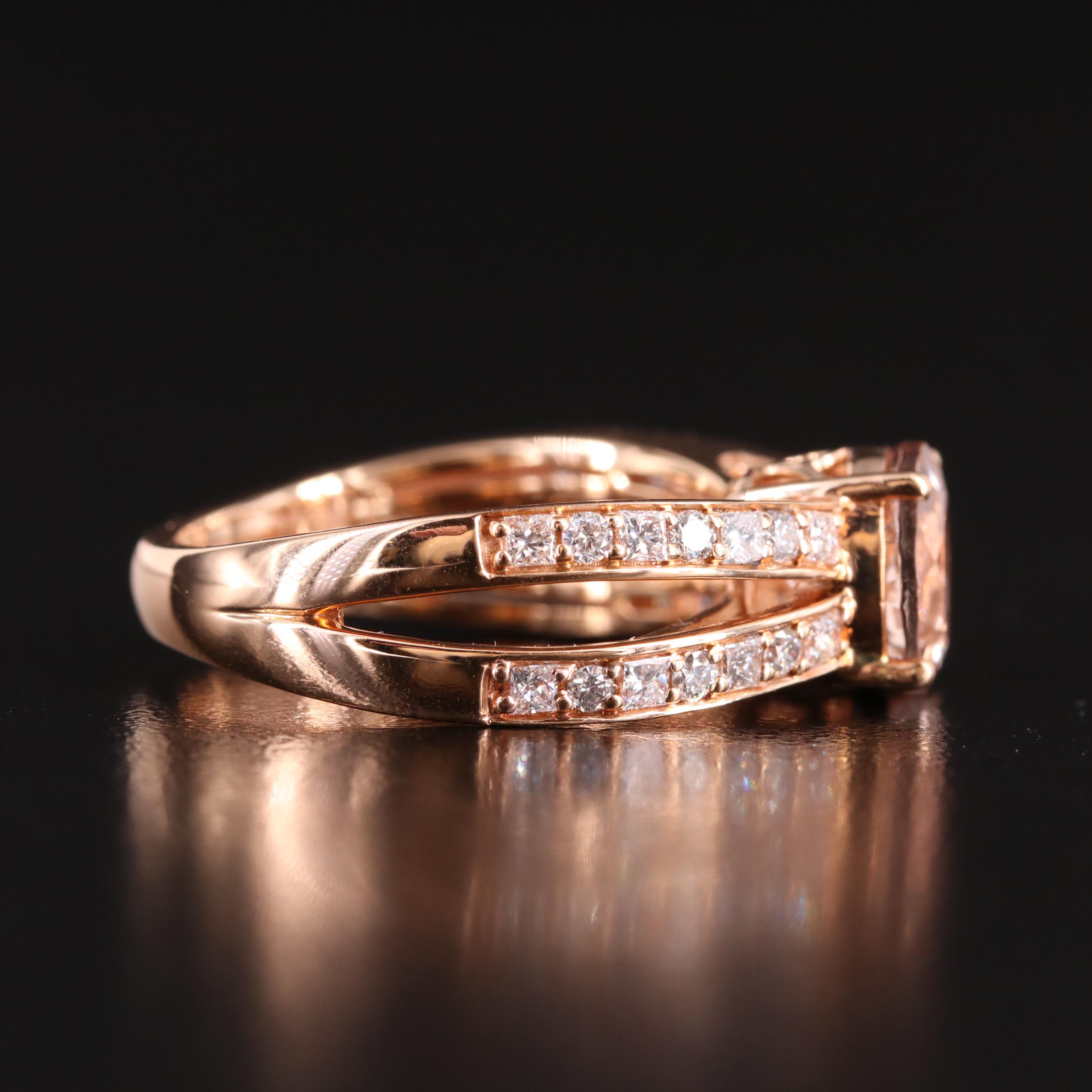 18K Rose Gold Morganite and Diamond Ring