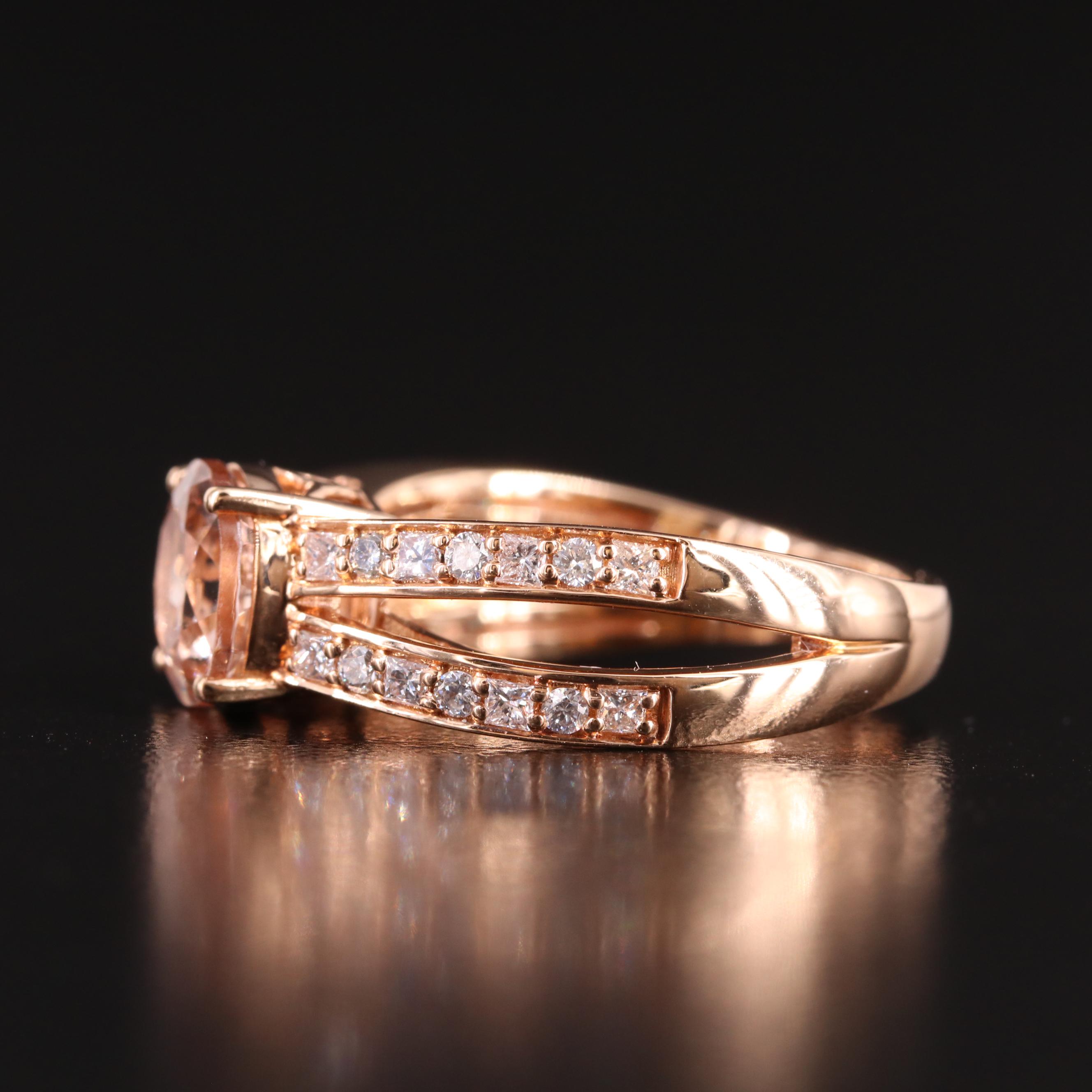 18K Rose Gold Morganite and Diamond Ring