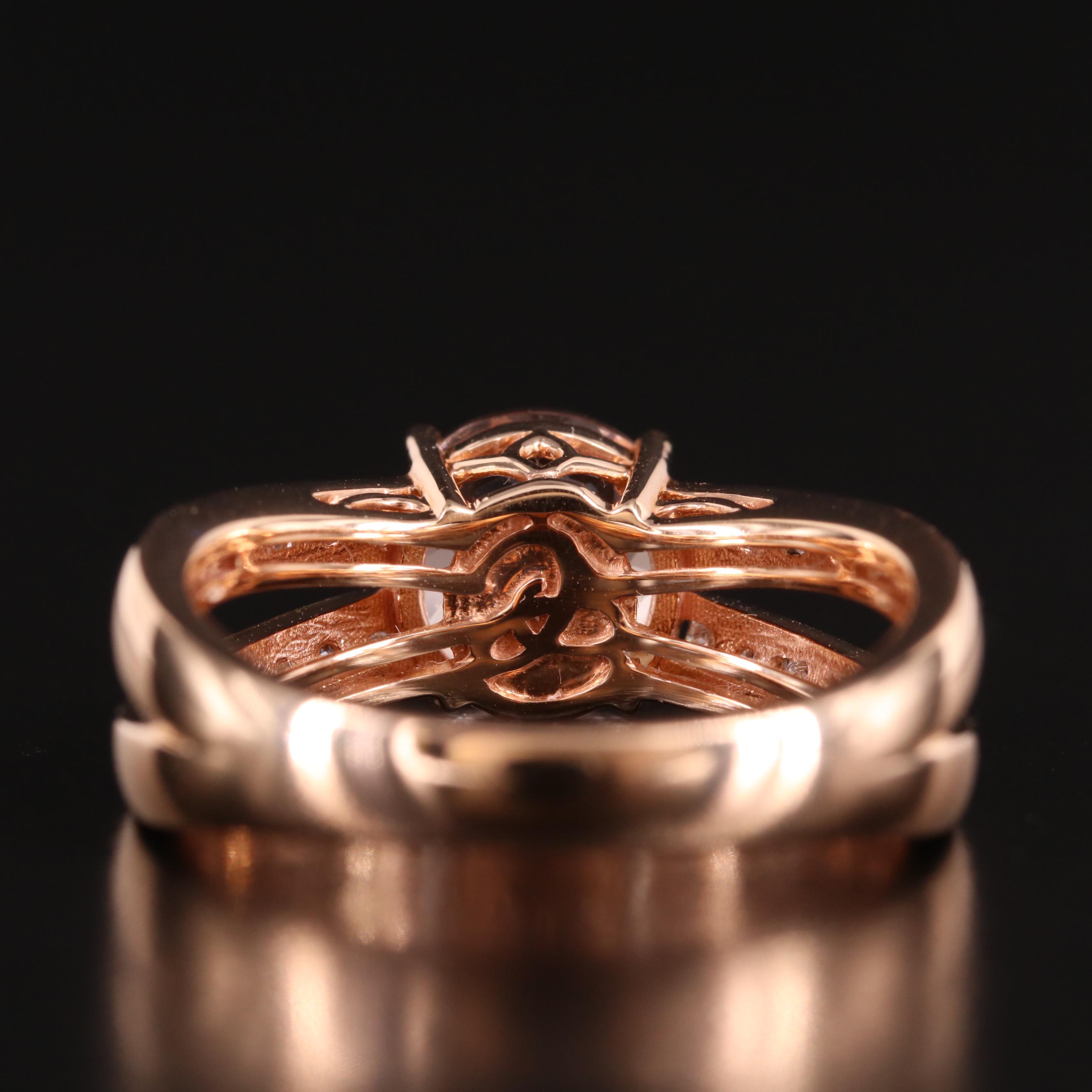 18K Rose Gold Morganite and Diamond Ring