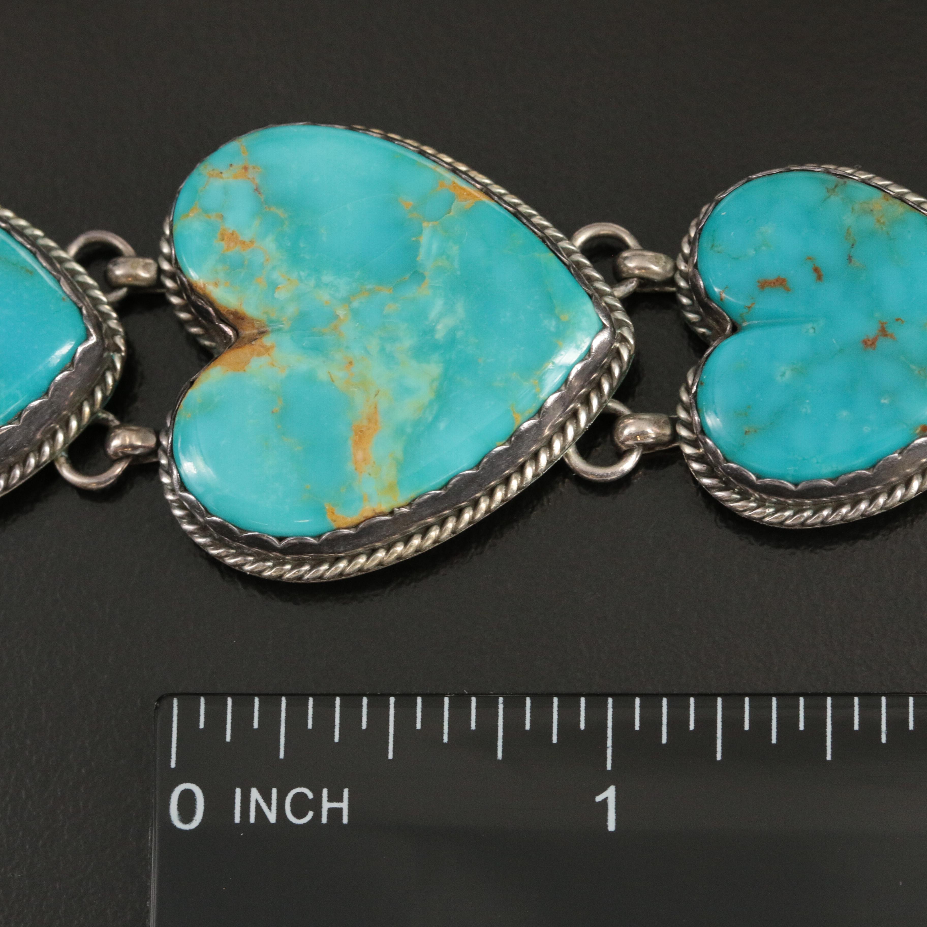 Southwestern Joan Slifka Designs Sterling Turquoise Heart Bracelet