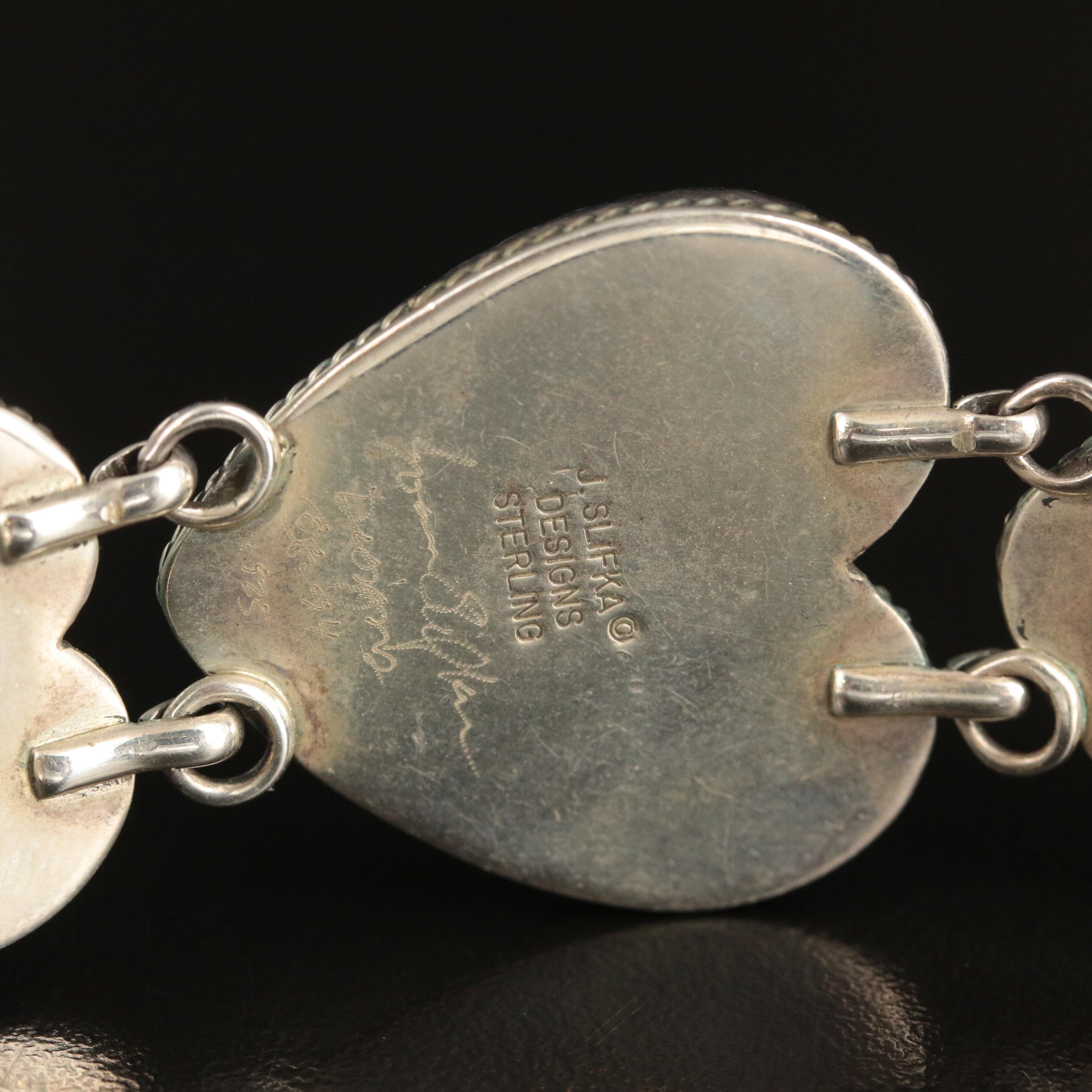 Southwestern Joan Slifka Designs Sterling Turquoise Heart Bracelet