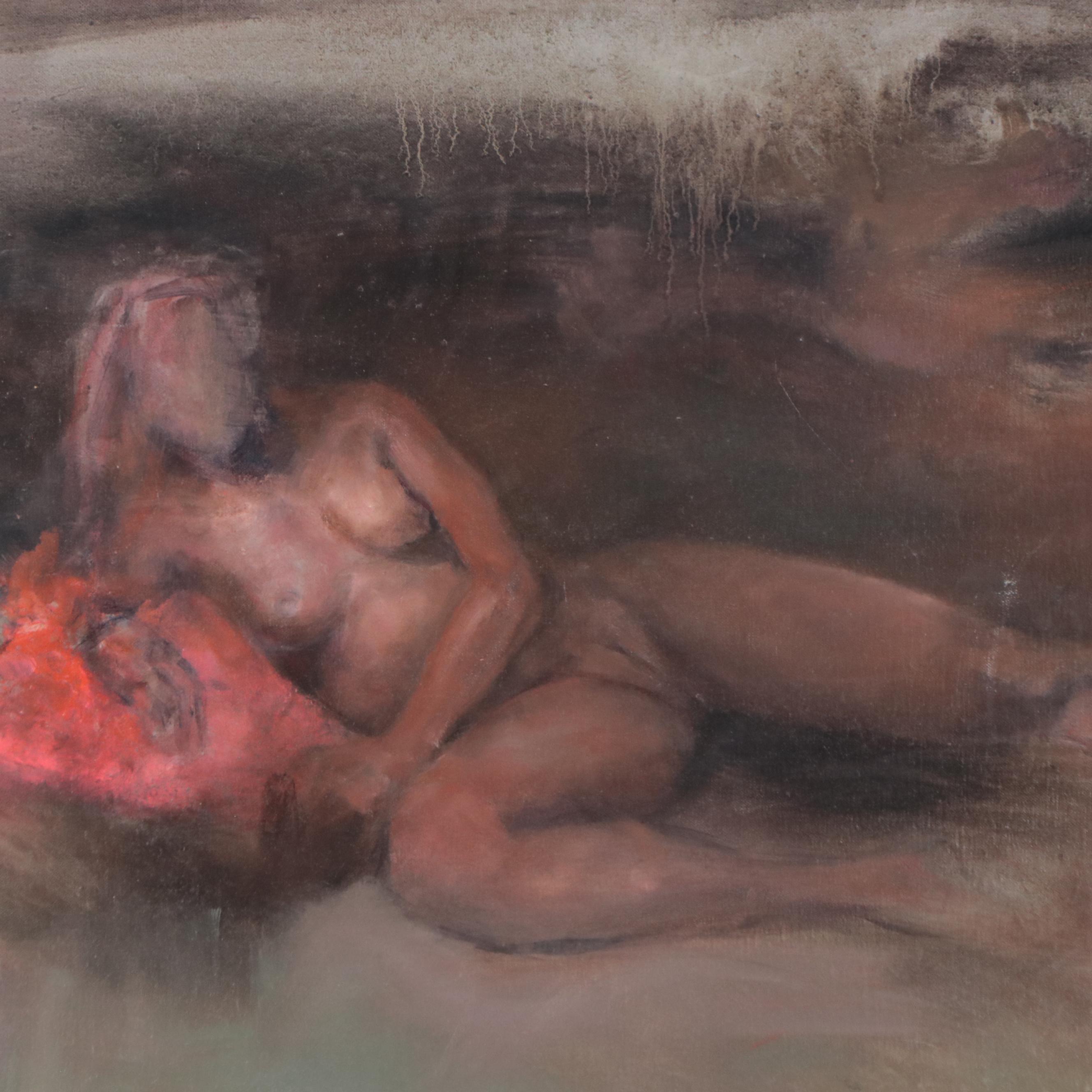 Sarah Szabo Nude Figural Oil Painting "Urban Night Light," 21st century