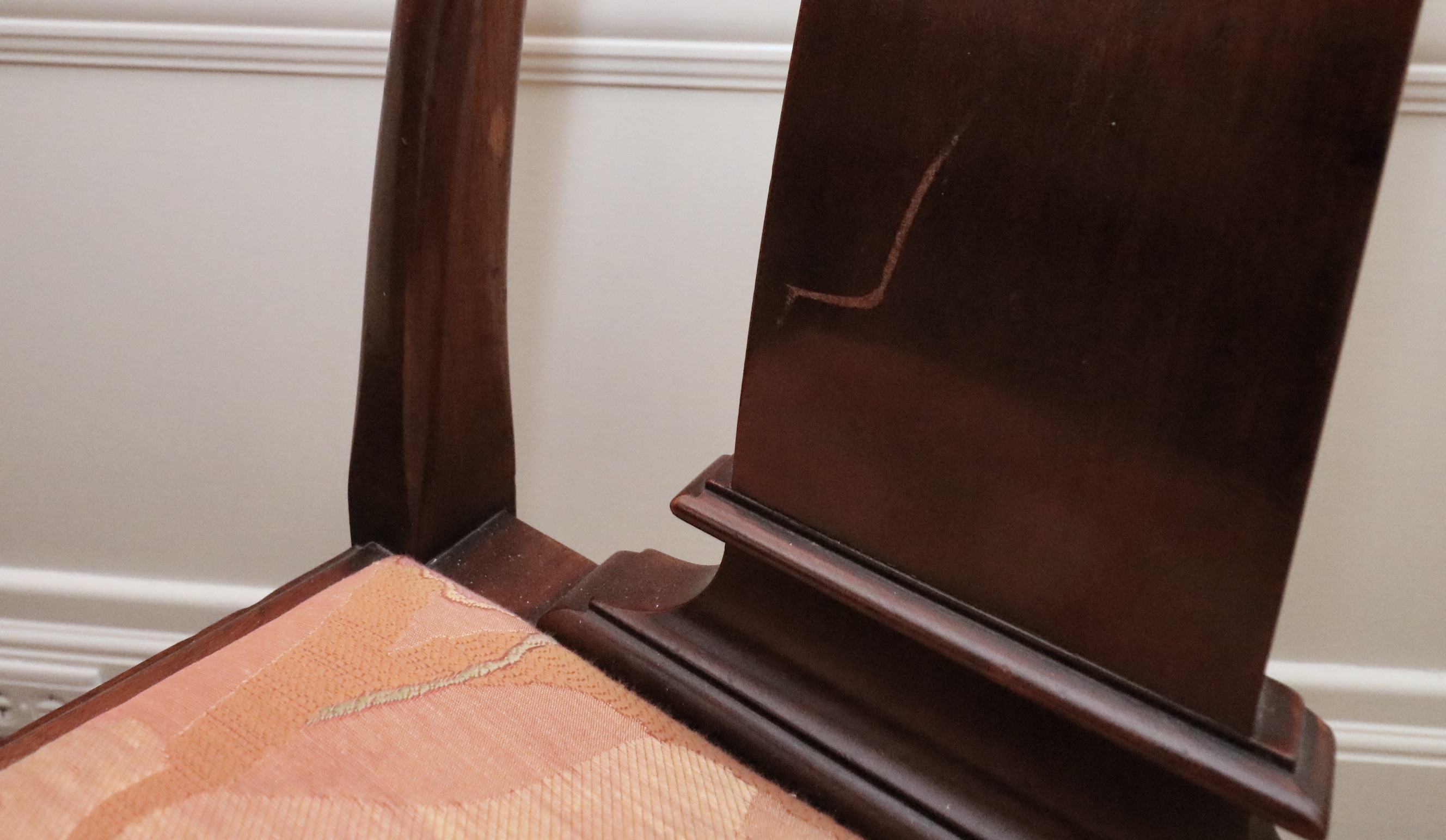 Queen Anne Style Three-Pedestal Mahogany Dining Table and Twelve Chairs