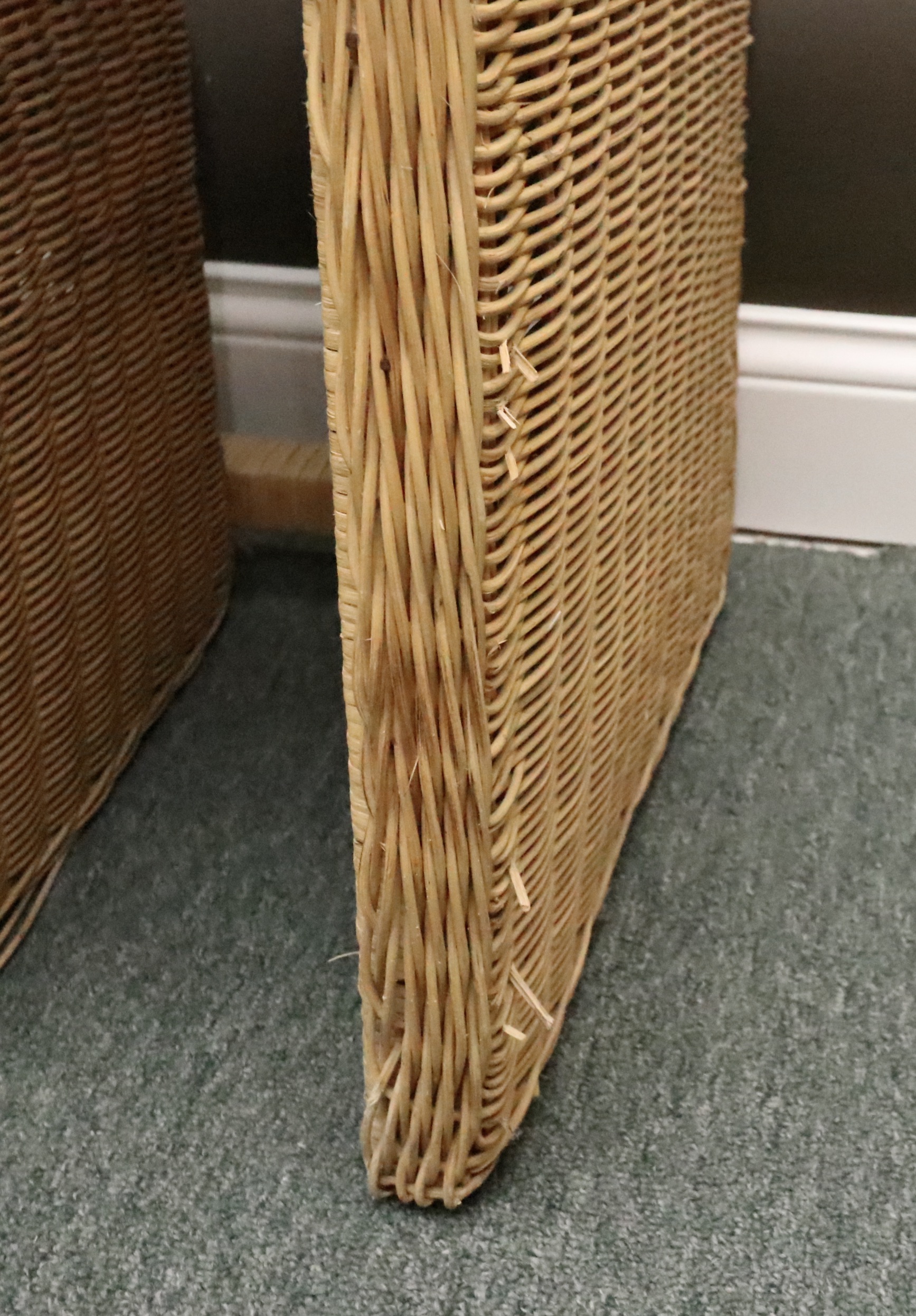 Natural and Accent-Painted Wicker Vanity Table and Stool