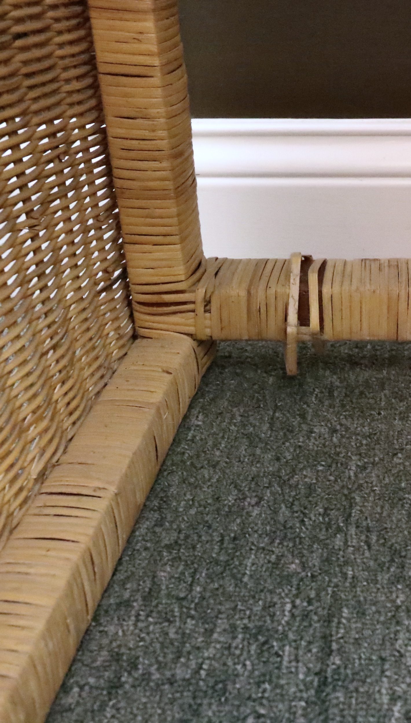 Natural and Accent-Painted Wicker Vanity Table and Stool