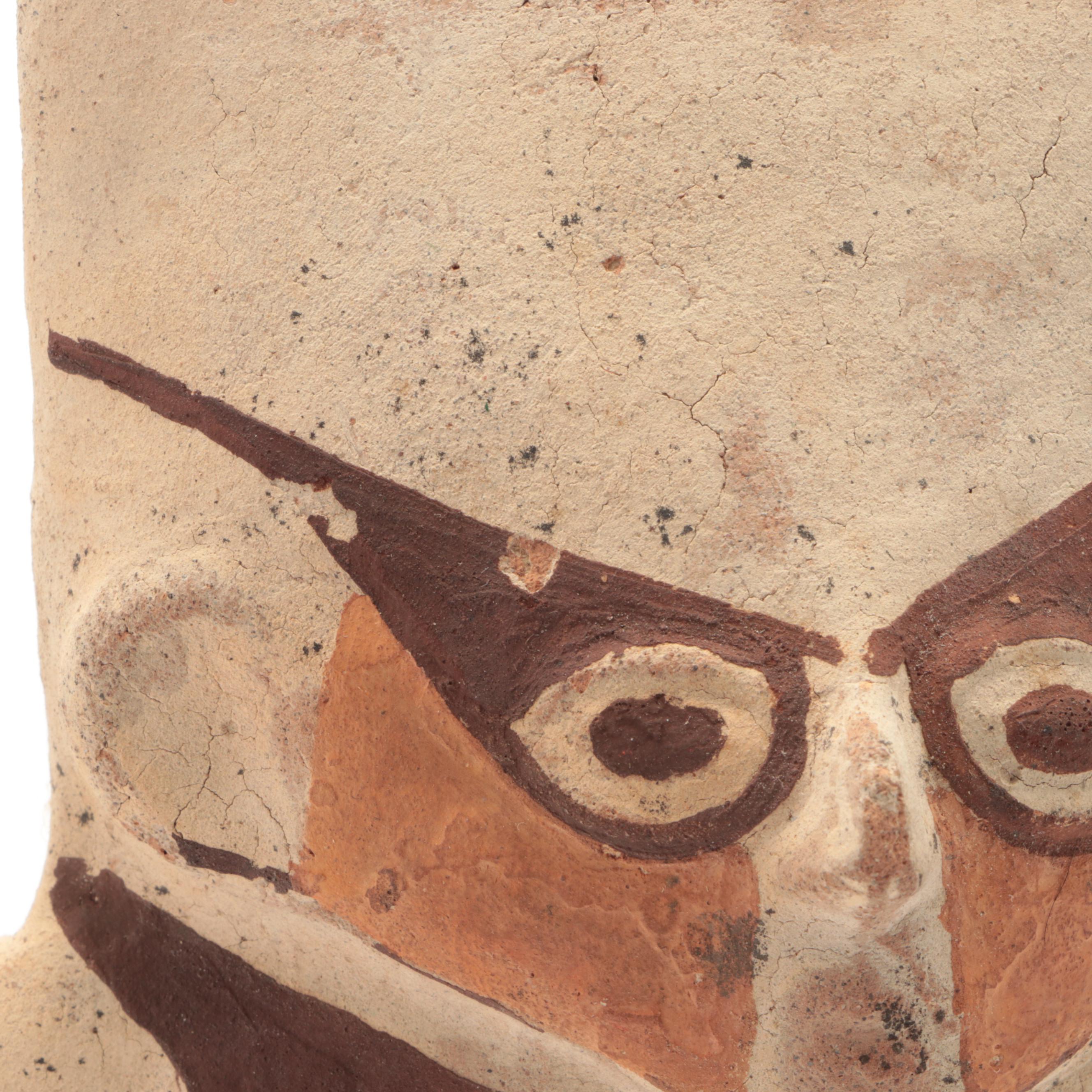 Pre-Columbian Hand-Painted Chancay Clay Effigy Figurine