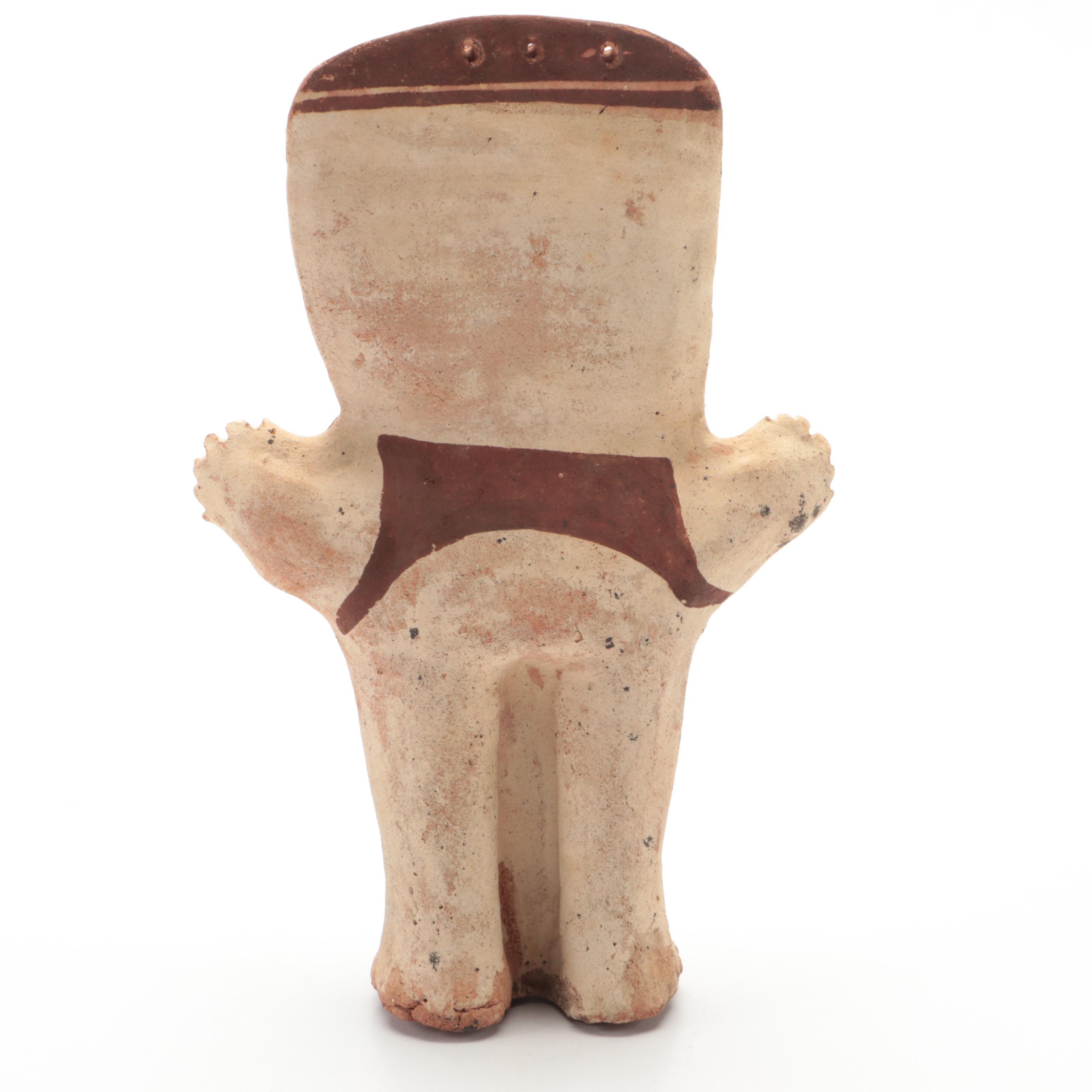 Pre-Columbian Hand-Painted Chancay Clay Effigy Figurine