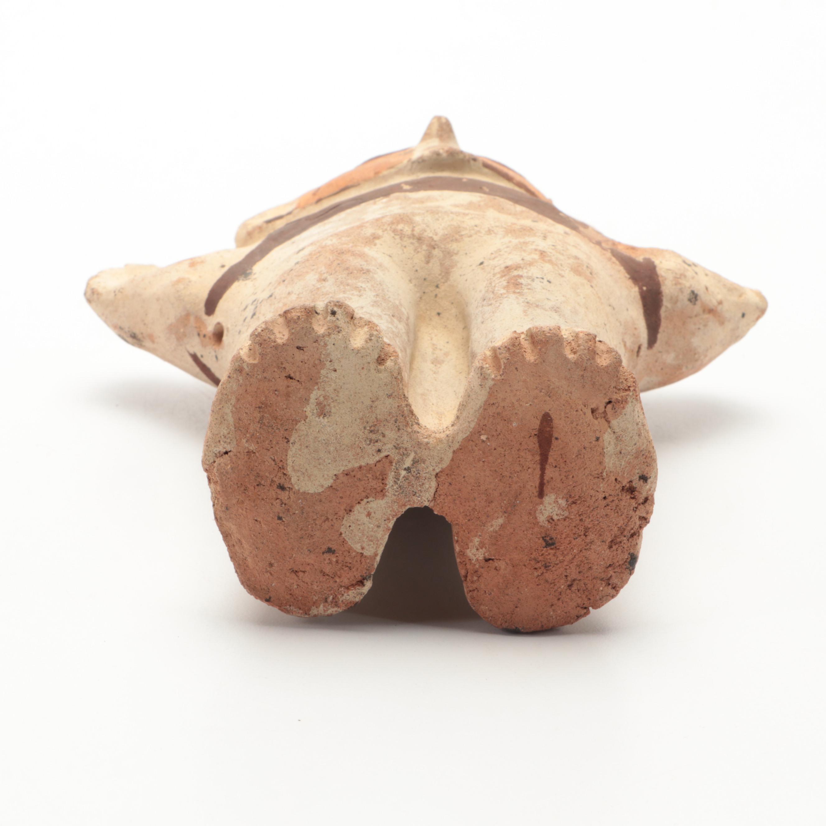 Pre-Columbian Hand-Painted Chancay Clay Effigy Figurine