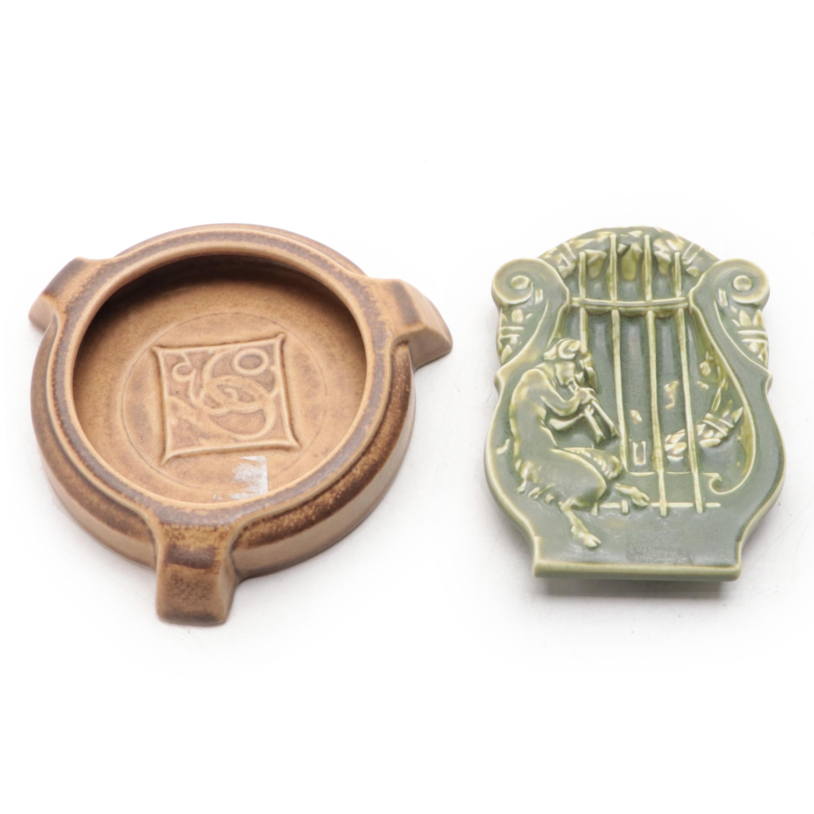 Rookwood Pottery Harp and Other Matte Glaze Ashtray, 1920s