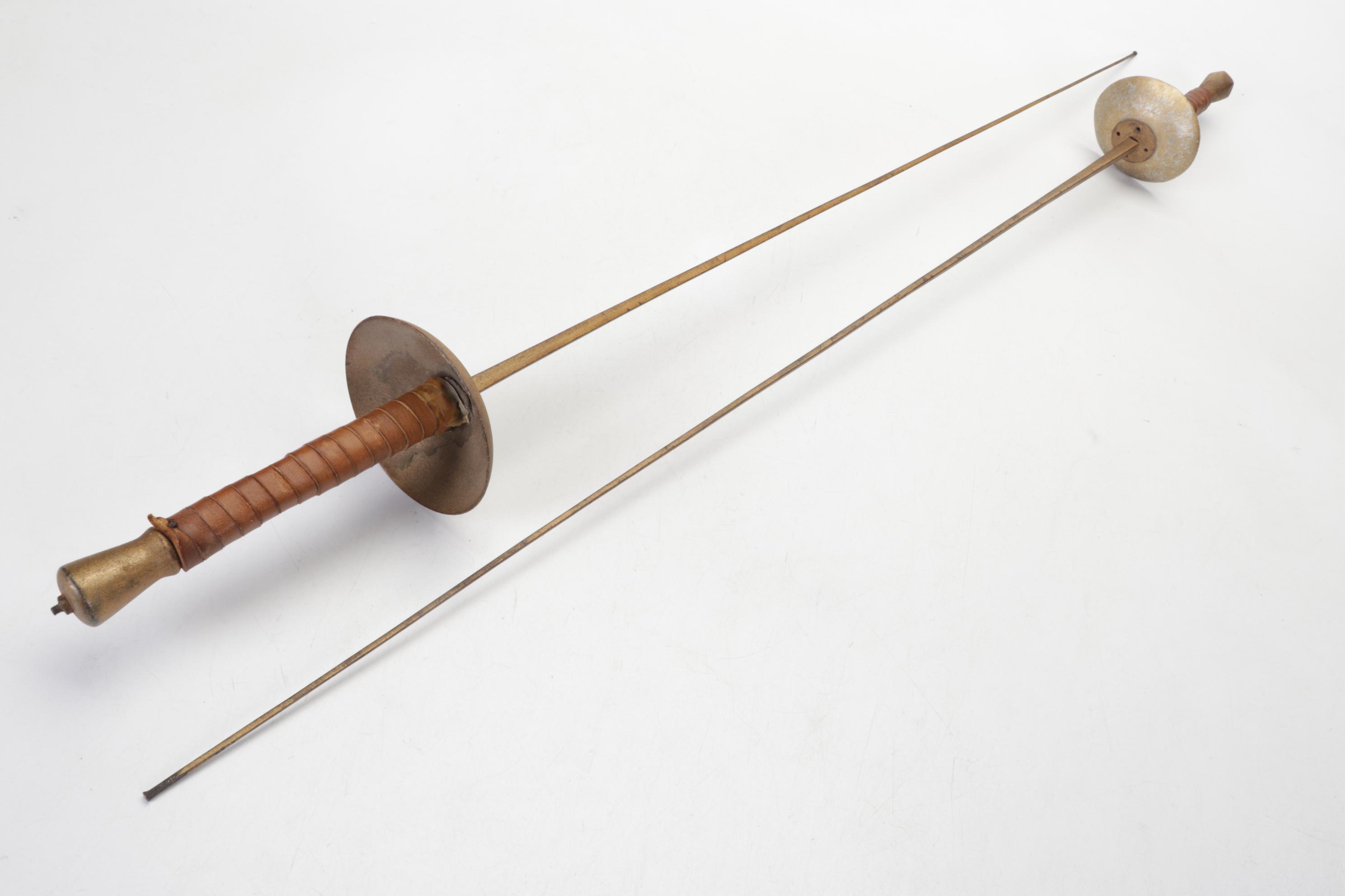 Brass, Copper, Metal Decor Featuring Kettles, Charger and Leather-Handled Epees