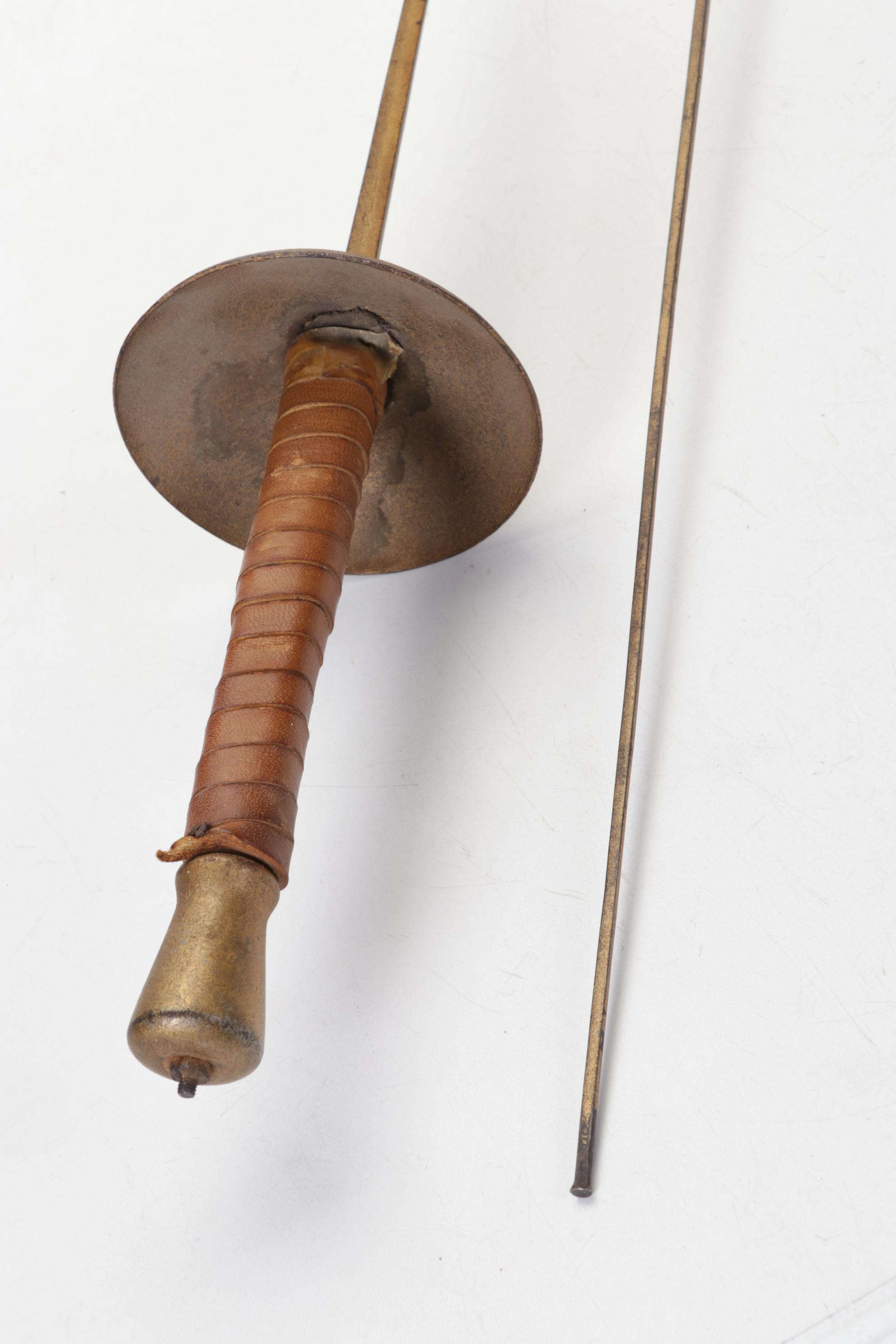 Brass, Copper, Metal Decor Featuring Kettles, Charger and Leather-Handled Epees