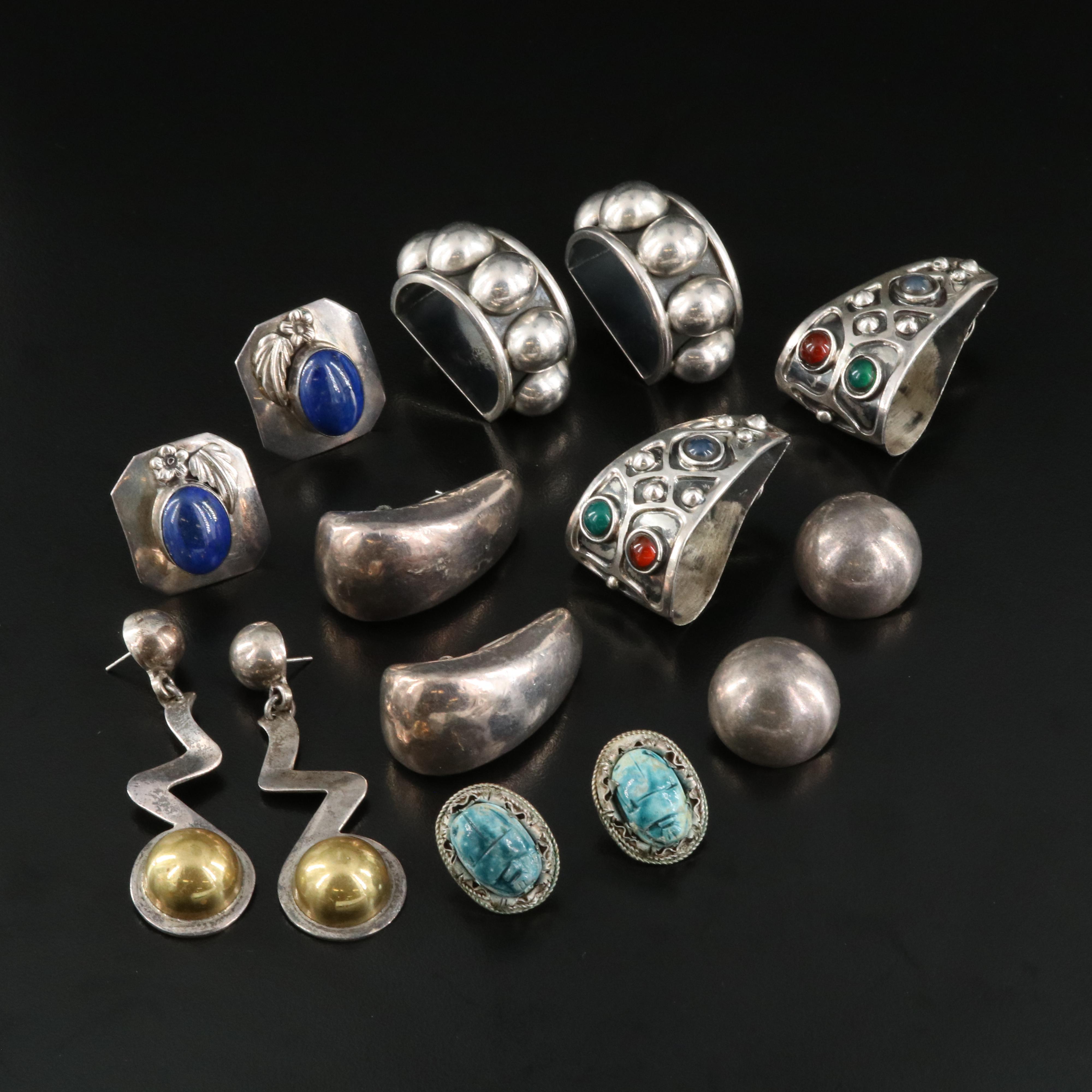 Earring Lot Including Brenda Schoenfeld and Carol Felley Featuring Carnelian