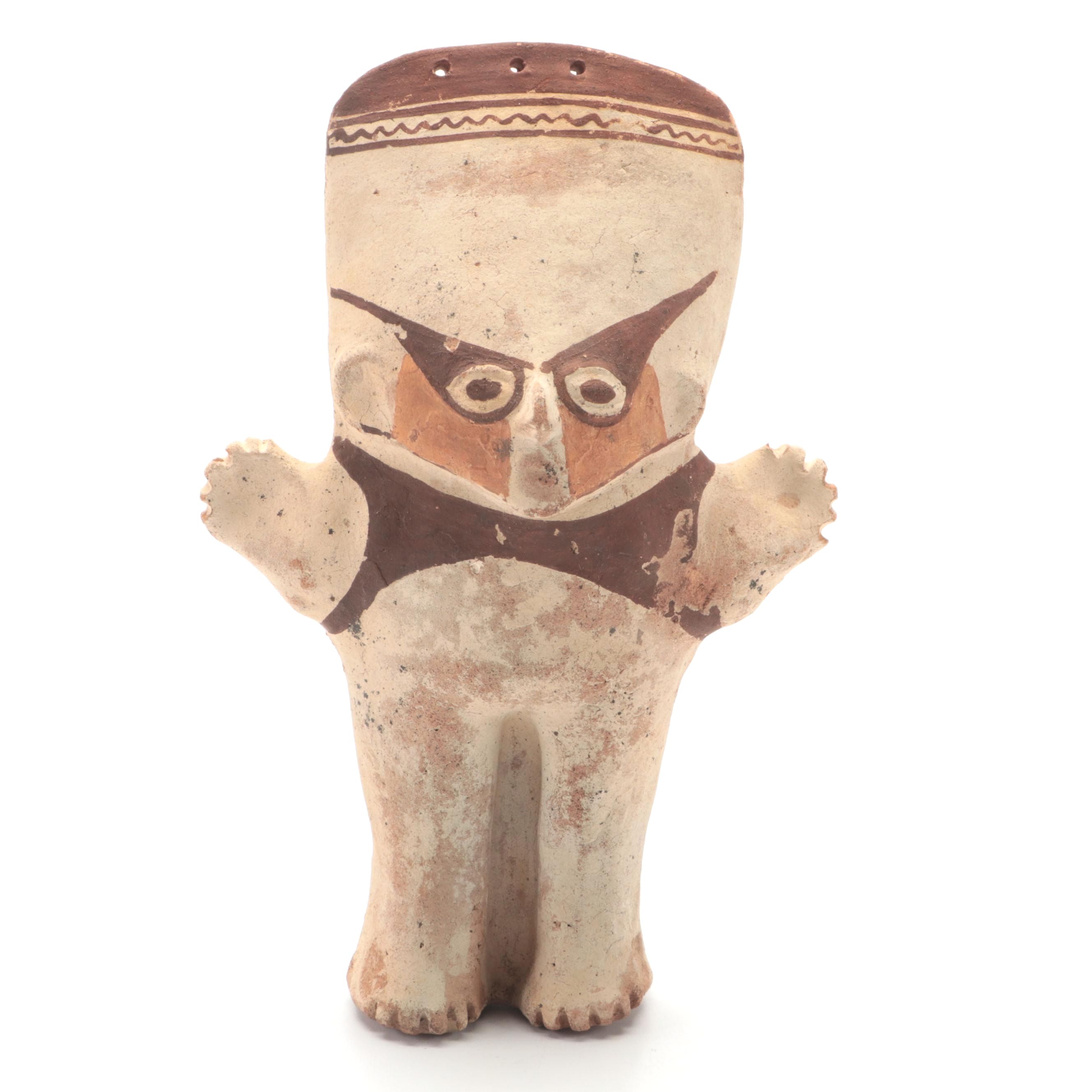 Pre-Columbian Hand-Painted Chancay Clay Effigy Figurine