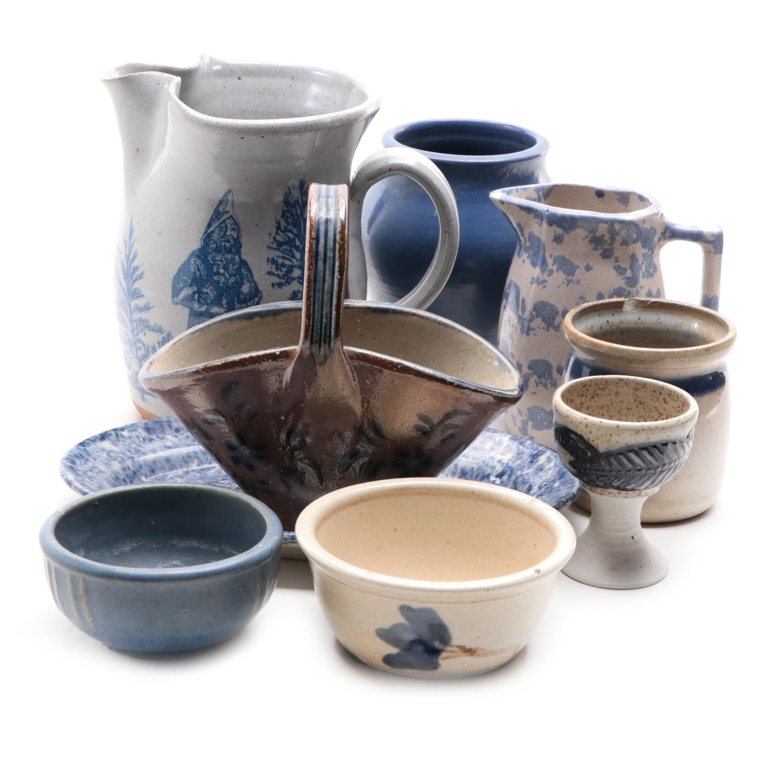 Bastine Pottery Stoneware Pitcher with Other Stoneware Art Pottery