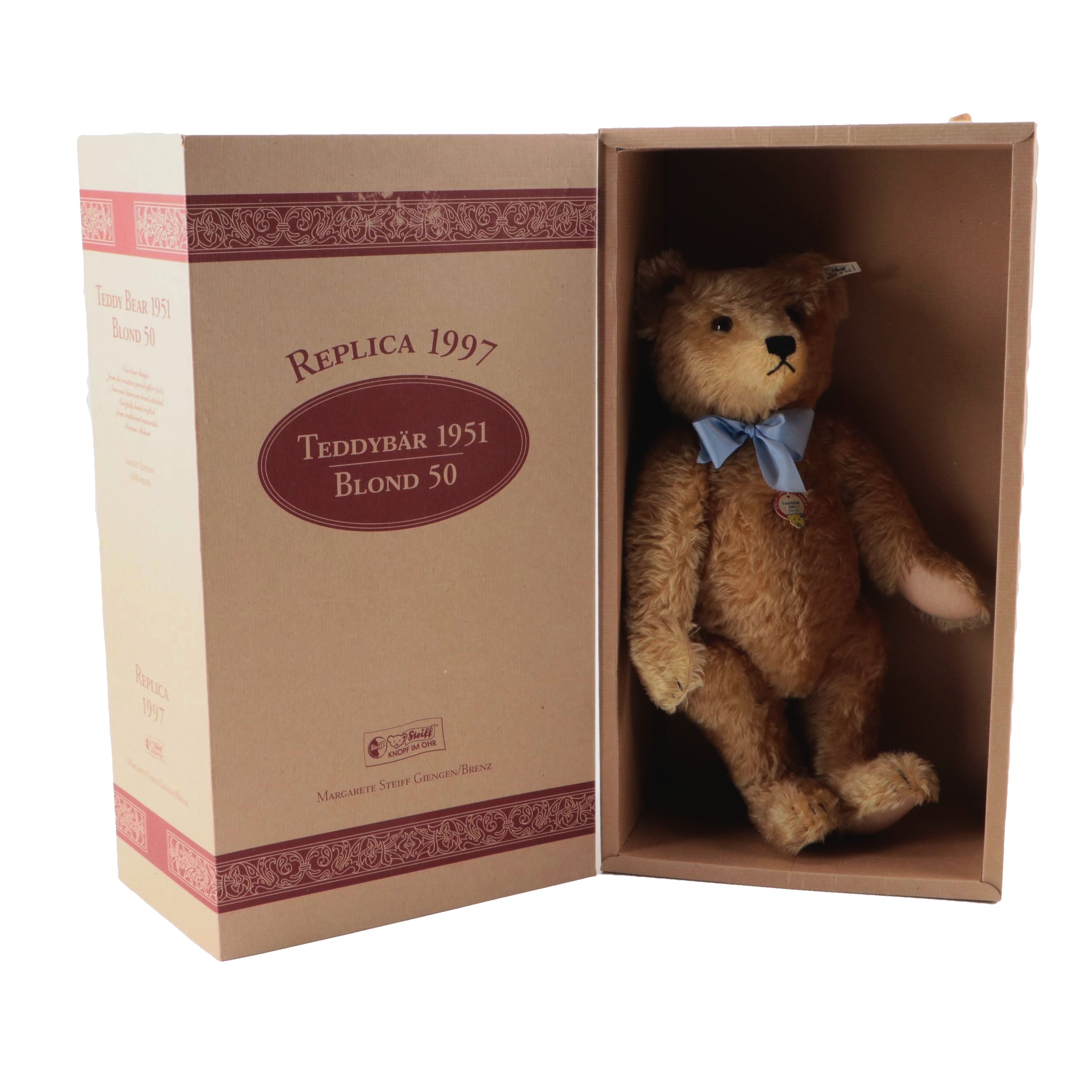 Steiff Teddybär 1951 Replica Blond Teddy Bear in Box