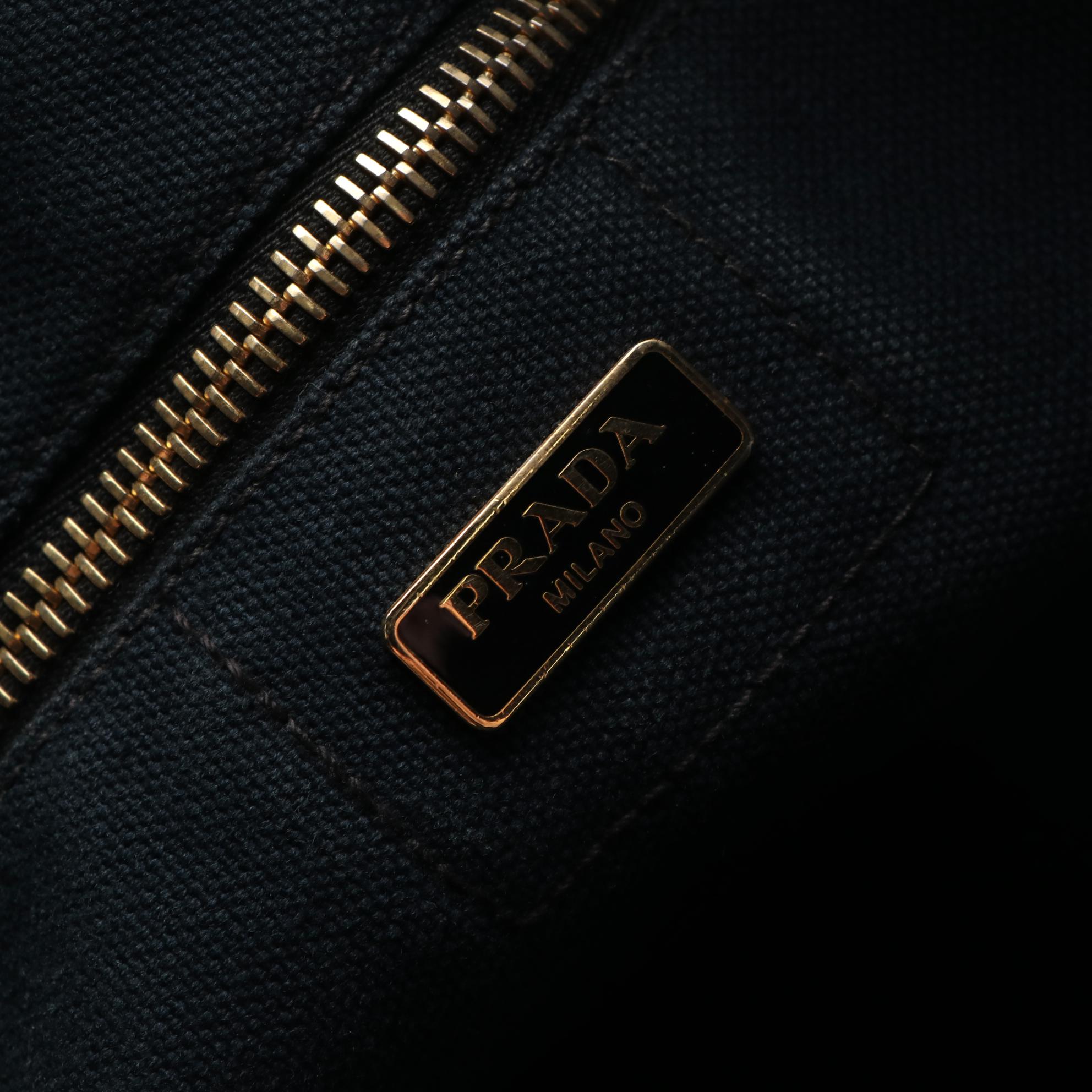 Prada Large Canapa Logo Tote in Navy Canvas