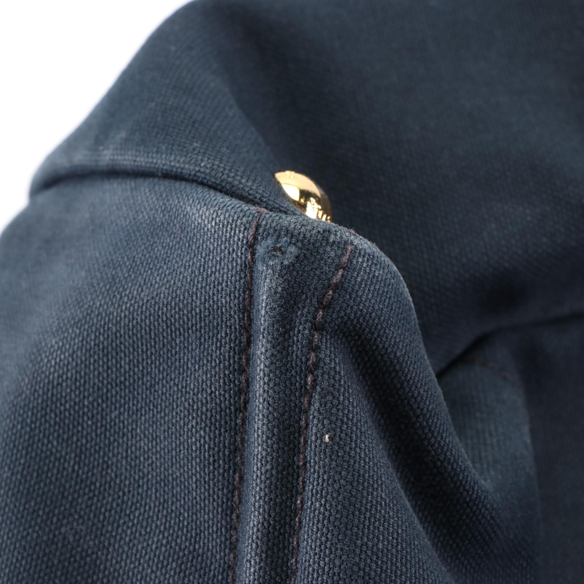 Prada Large Canapa Logo Tote in Navy Canvas