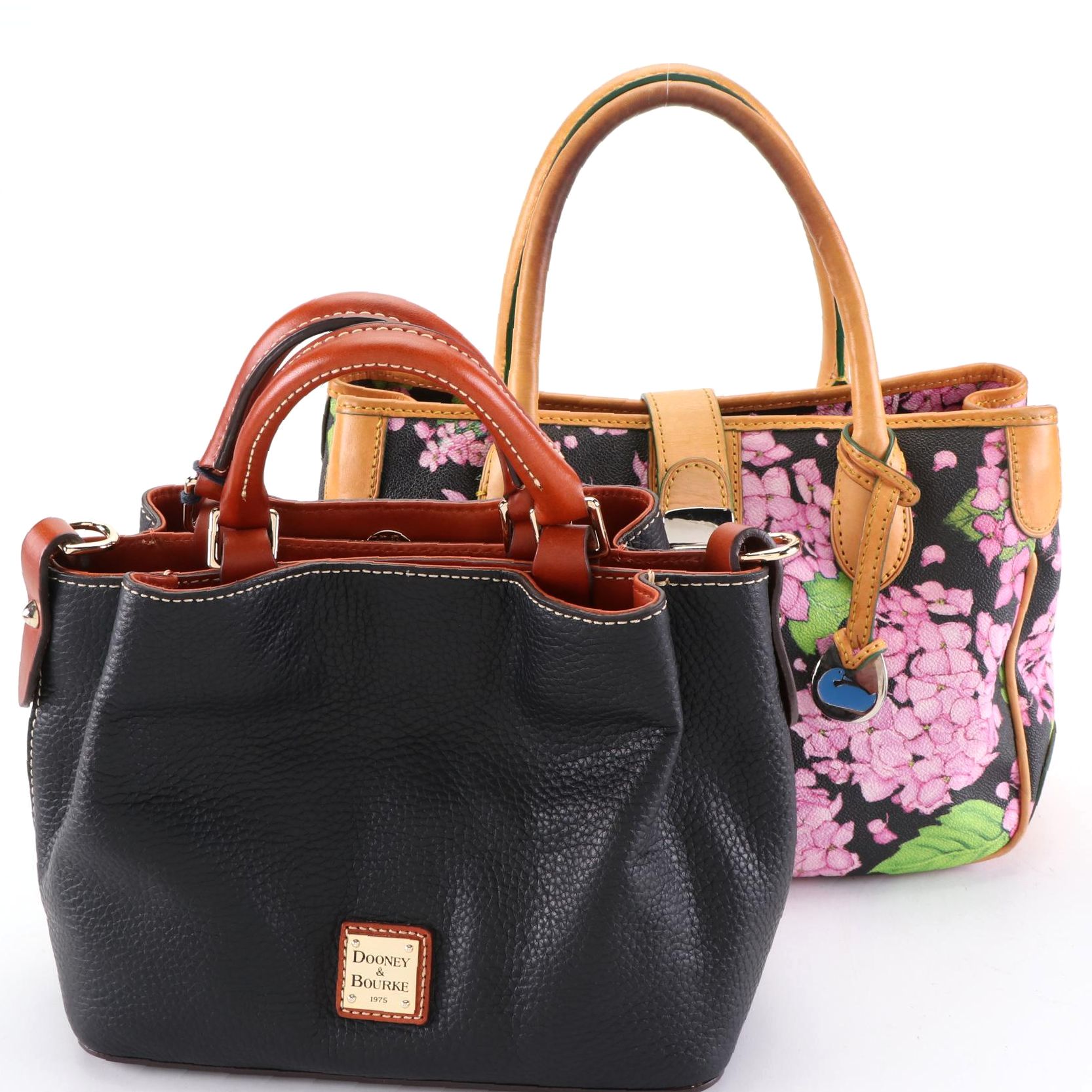 Dooney & Bourke Mini Barlow Leather and Hydrangea Coated Canvas Totes