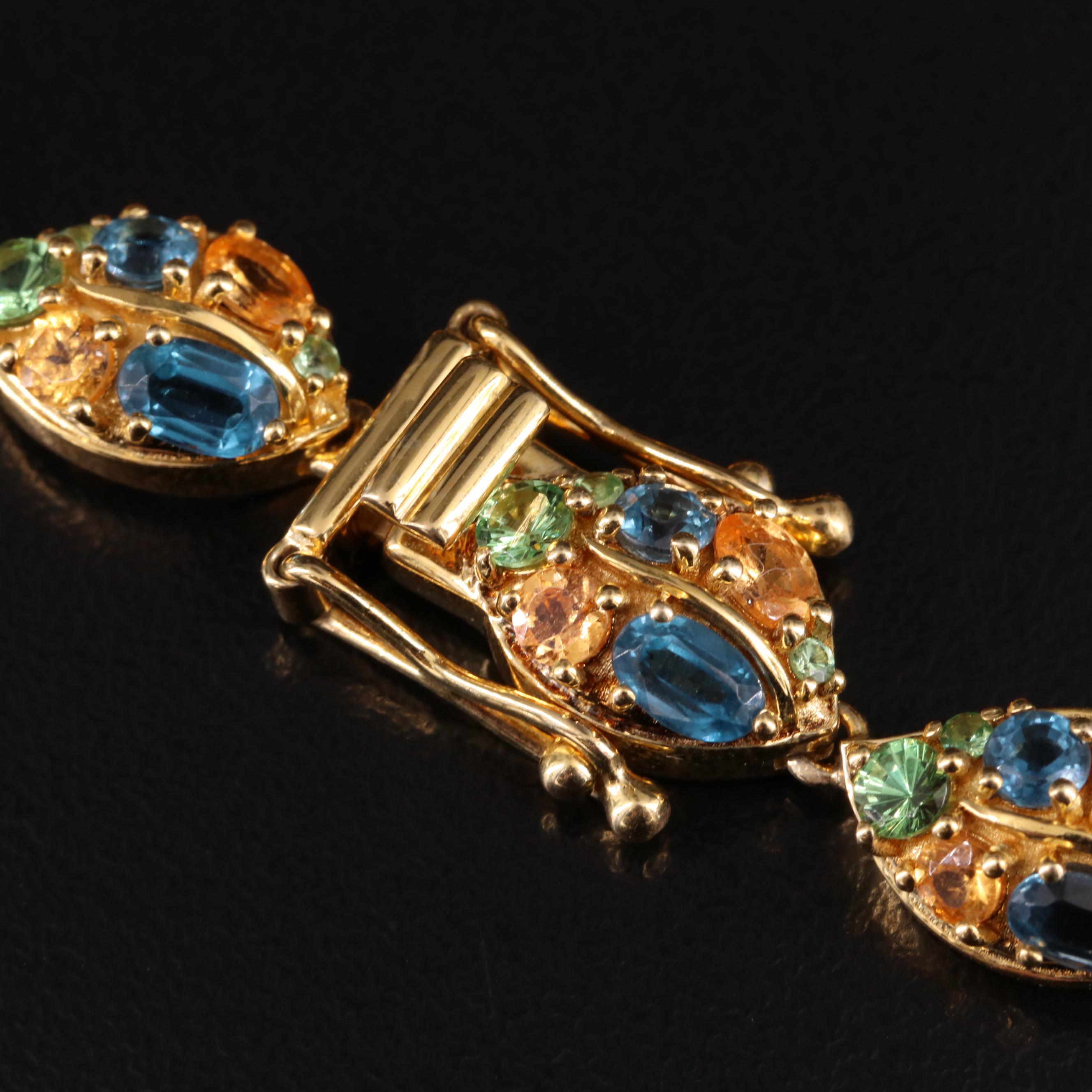 Sterling Kyanite, Spessartine and Tsavorite Leaf Bracelet