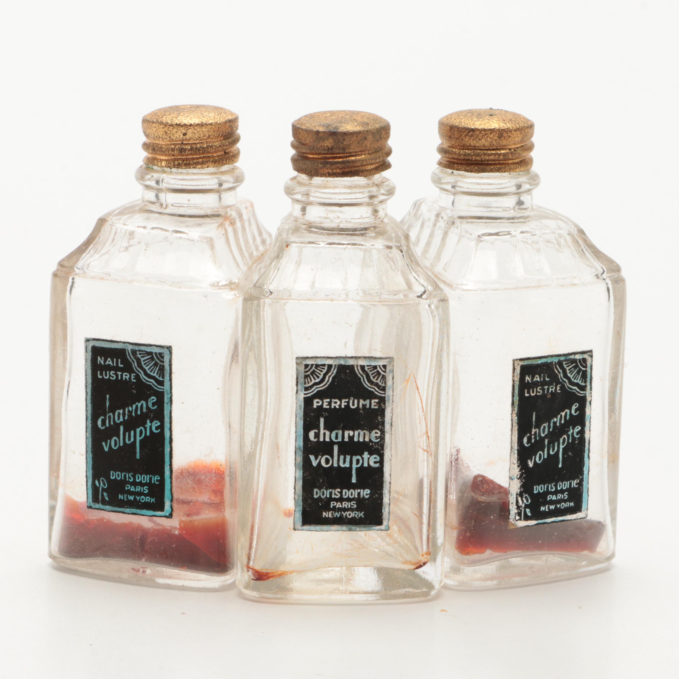 Doris Dorie Paris "Charme Volupte" Pink Art Deco Vanity and Perfume Bottles Set