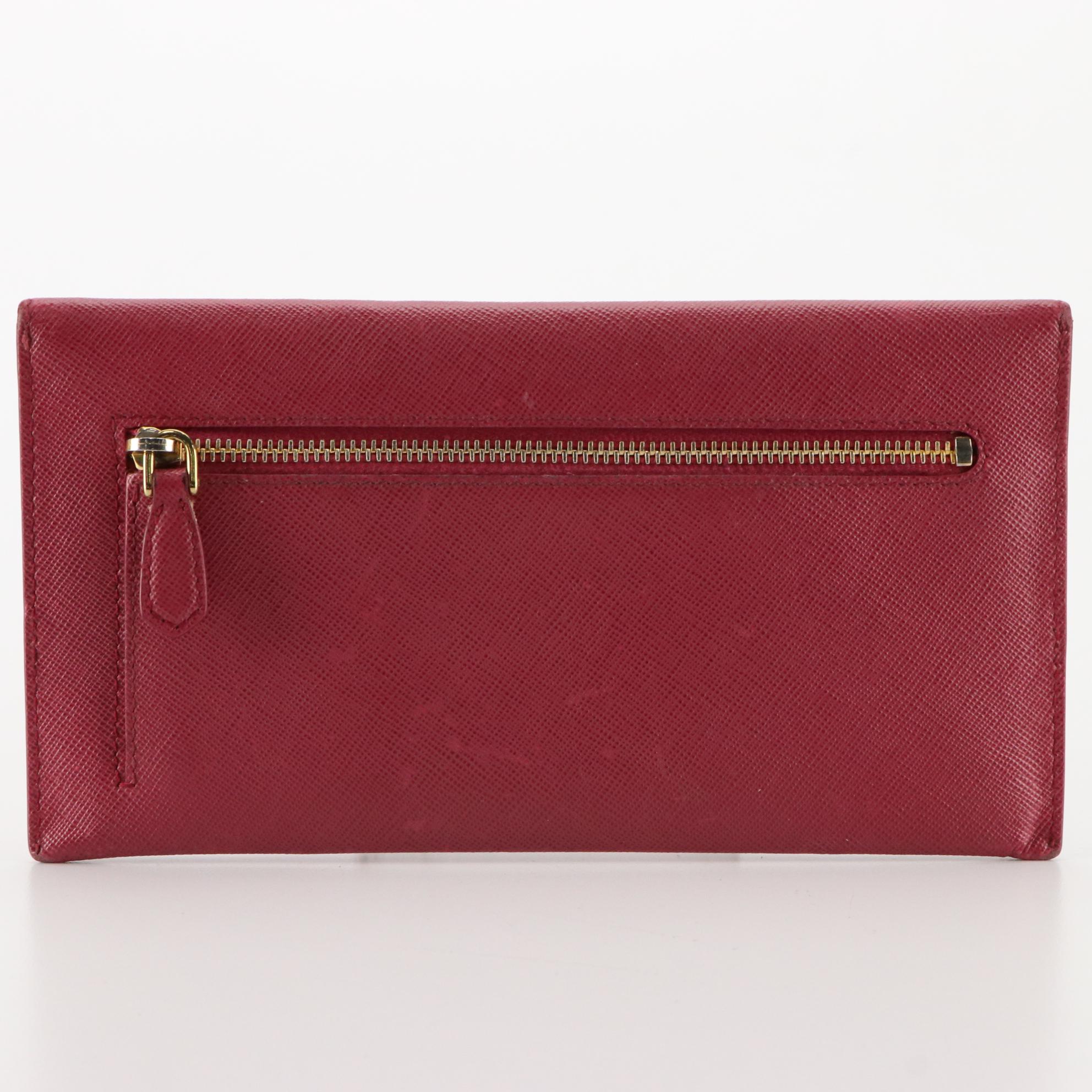 Prada Small Snap Clutch in Pink Saffiano Leather