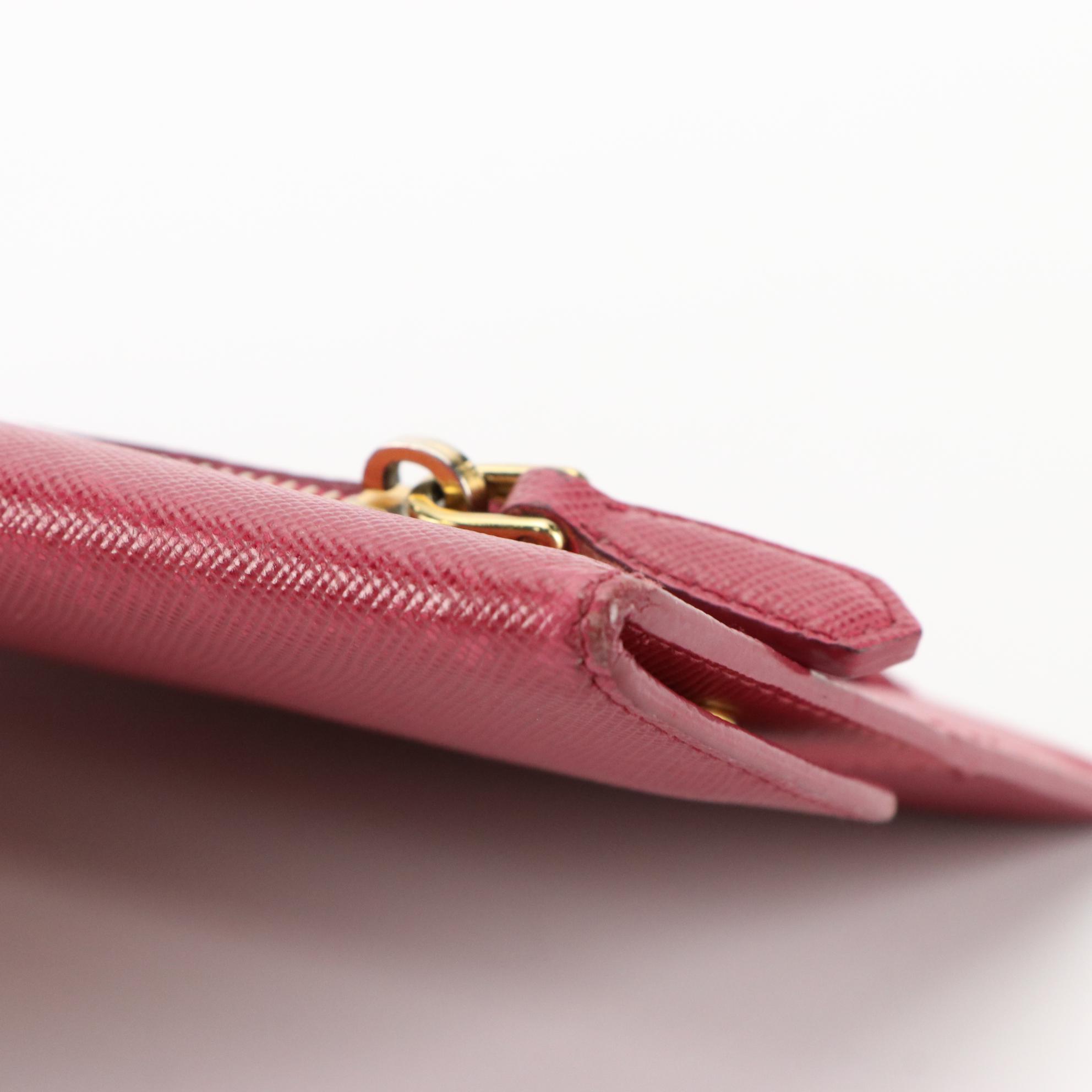 Prada Small Snap Clutch in Pink Saffiano Leather