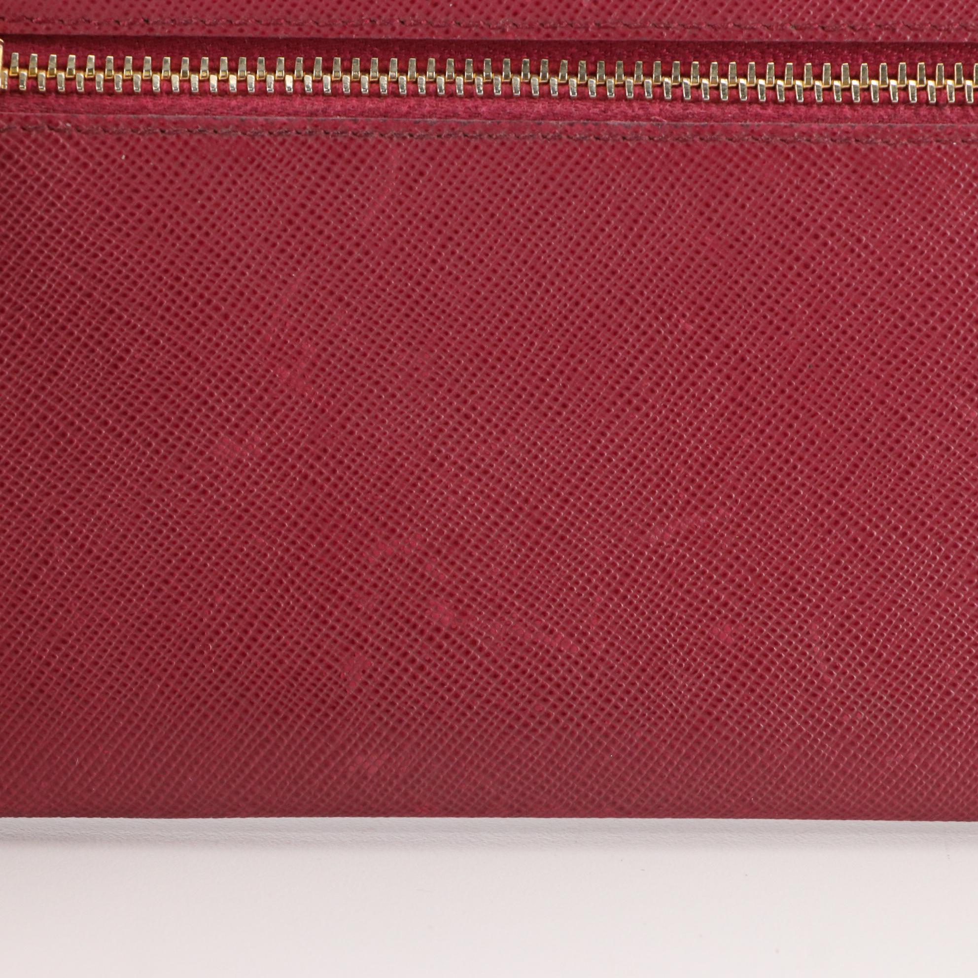 Prada Small Snap Clutch in Pink Saffiano Leather