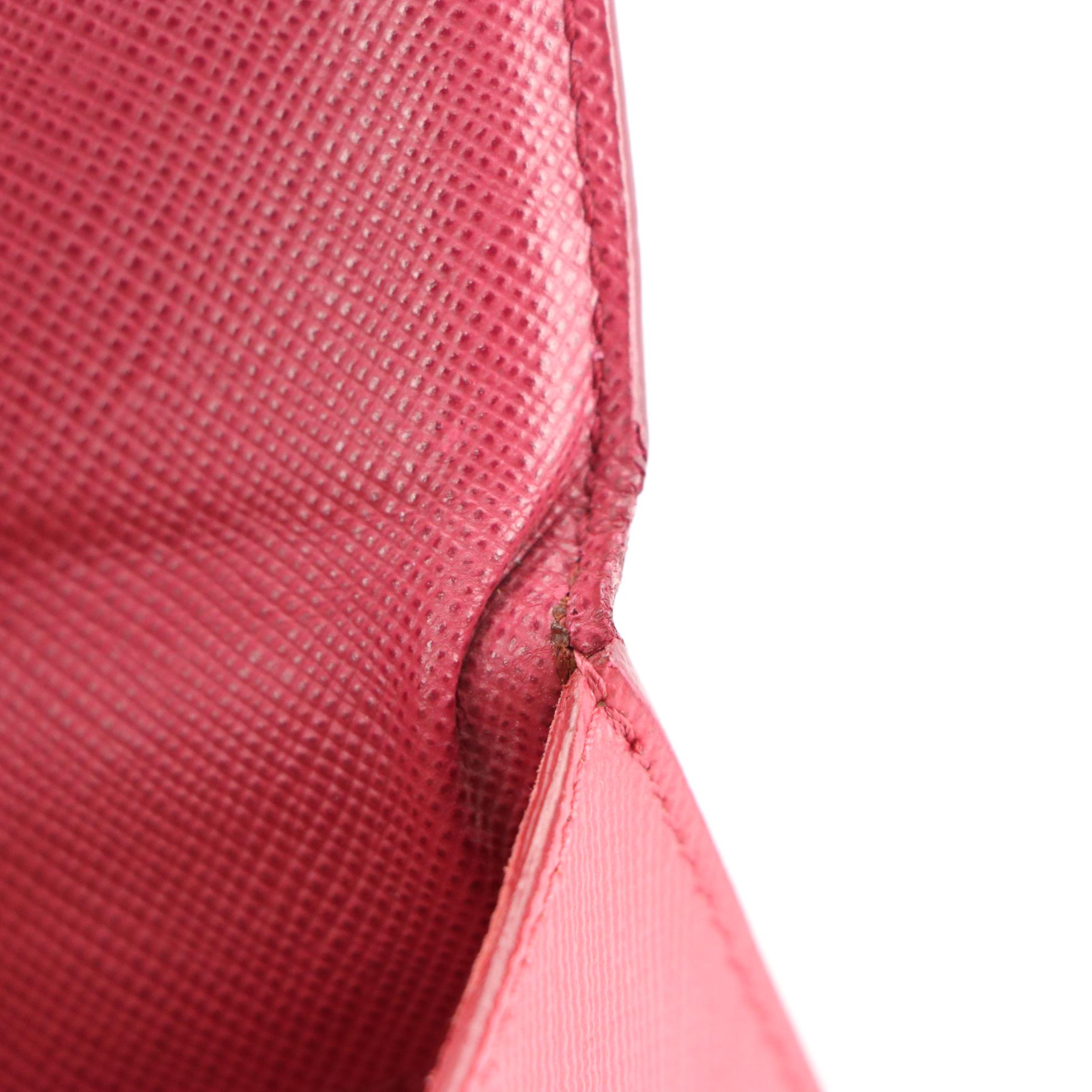 Prada Small Snap Clutch in Pink Saffiano Leather