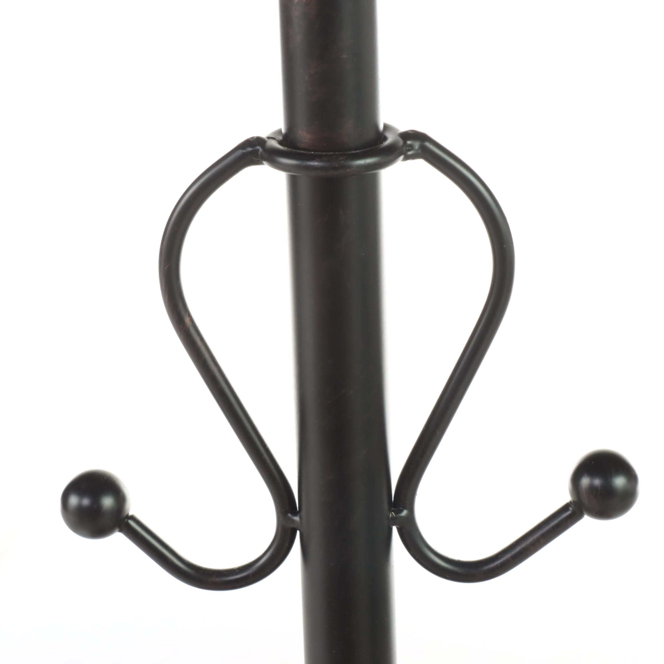 Black Powder-Coated Metal and Hardwood Hall Tree with Umbrella Stand