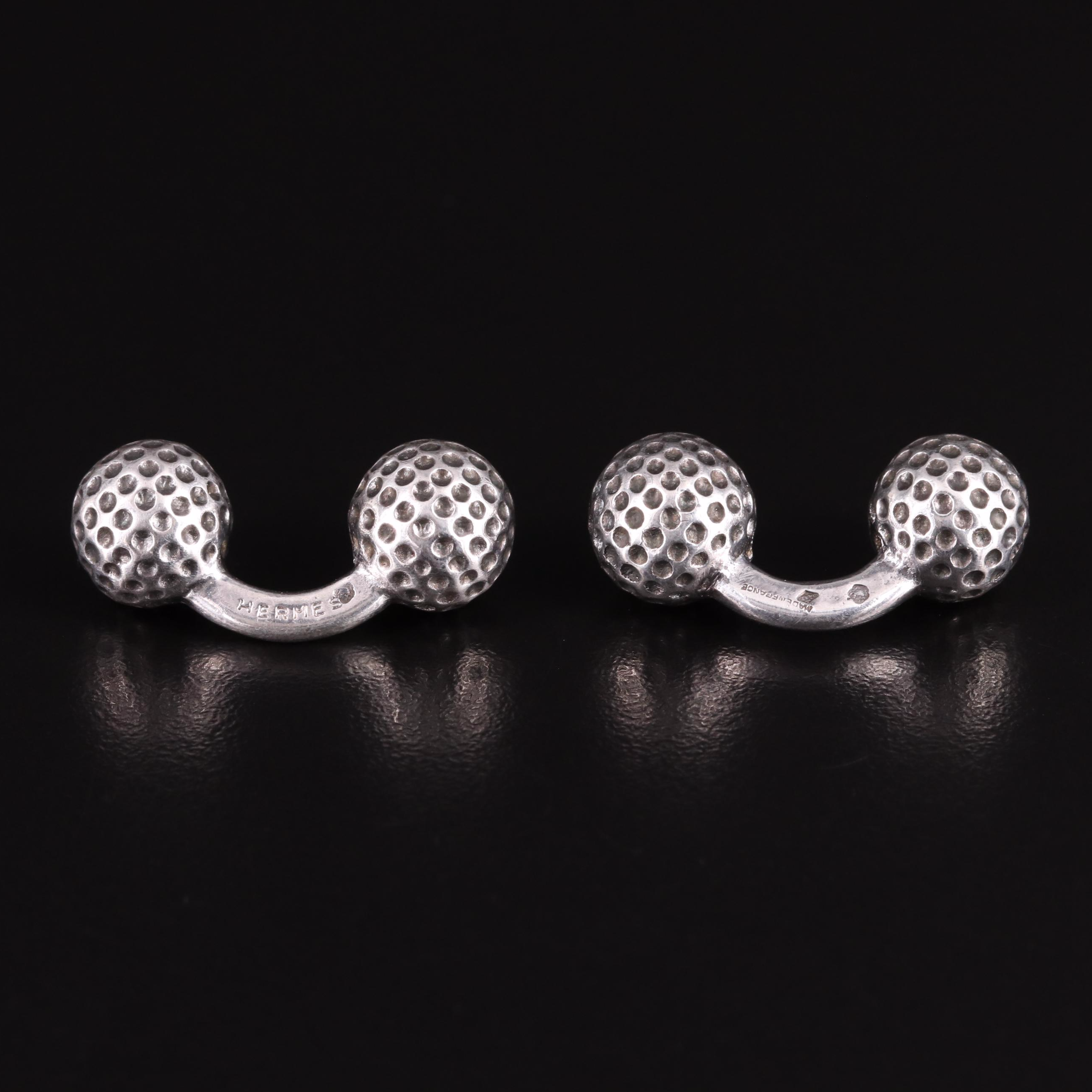 Hermès Sterling Golf Ball Cufflinks
