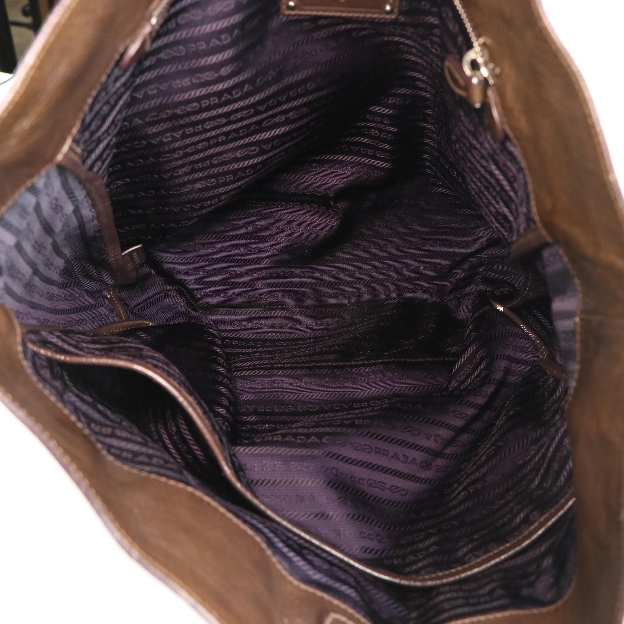 Prada Crinkled Patent Leather Tote Bag