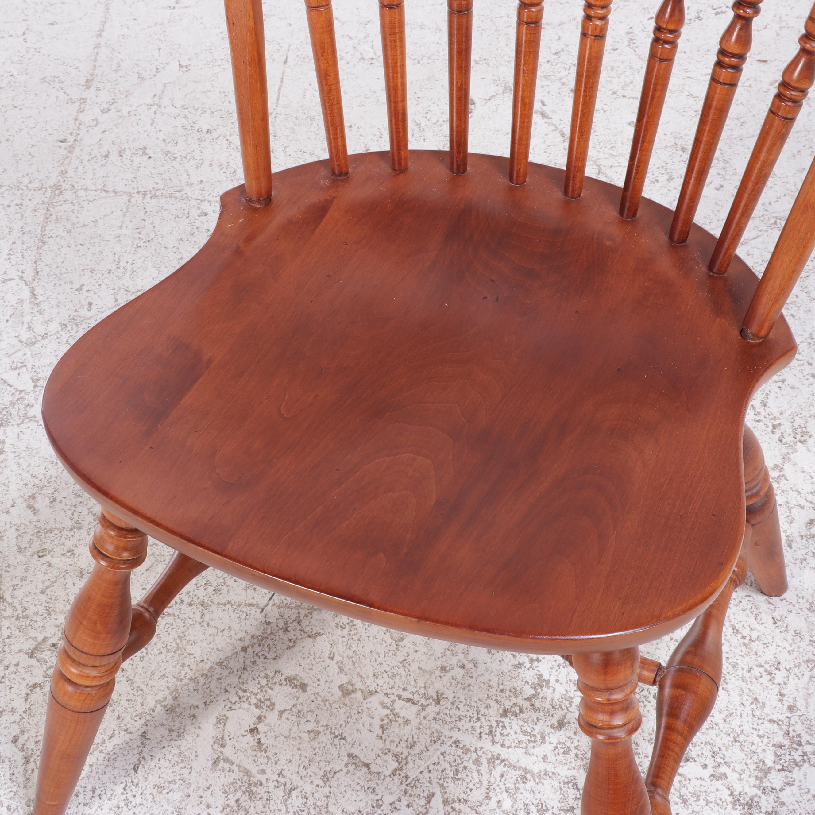 Ethan Allen Country Crossings Maple Dining Table and Four Windsor Chairs