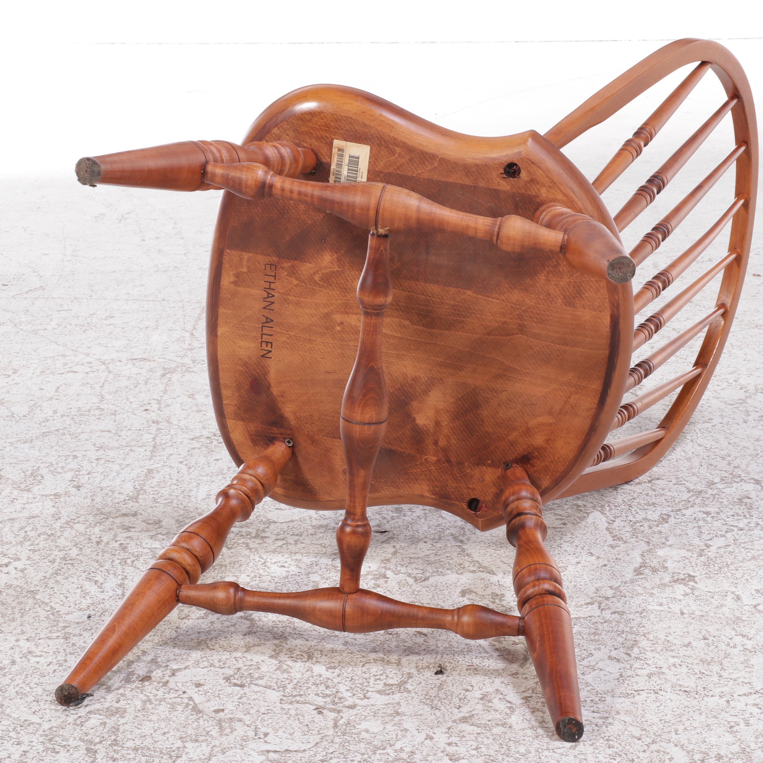 Ethan Allen Country Crossings Maple Dining Table and Four Windsor Chairs