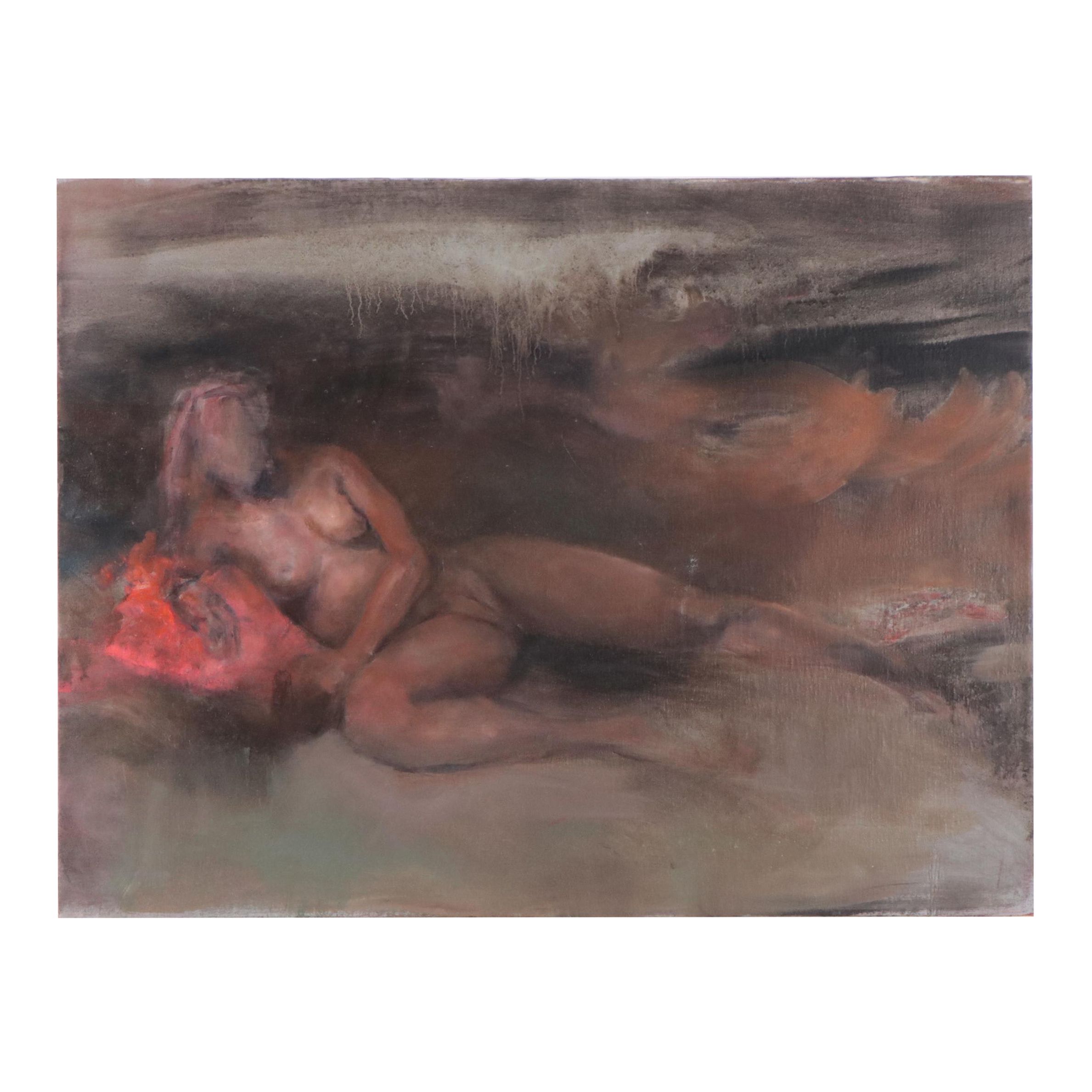 Sarah Szabo Nude Figural Oil Painting "Urban Night Light," 21st century