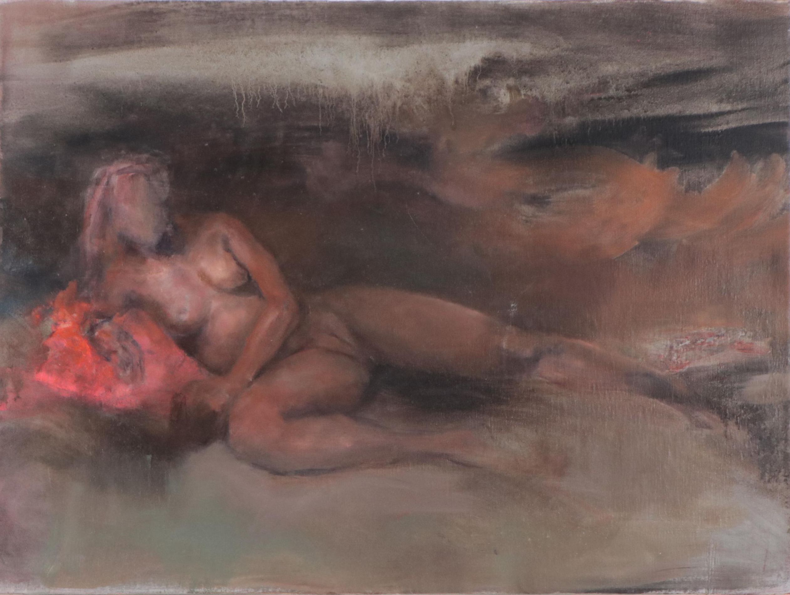 Sarah Szabo Nude Figural Oil Painting "Urban Night Light," 21st century