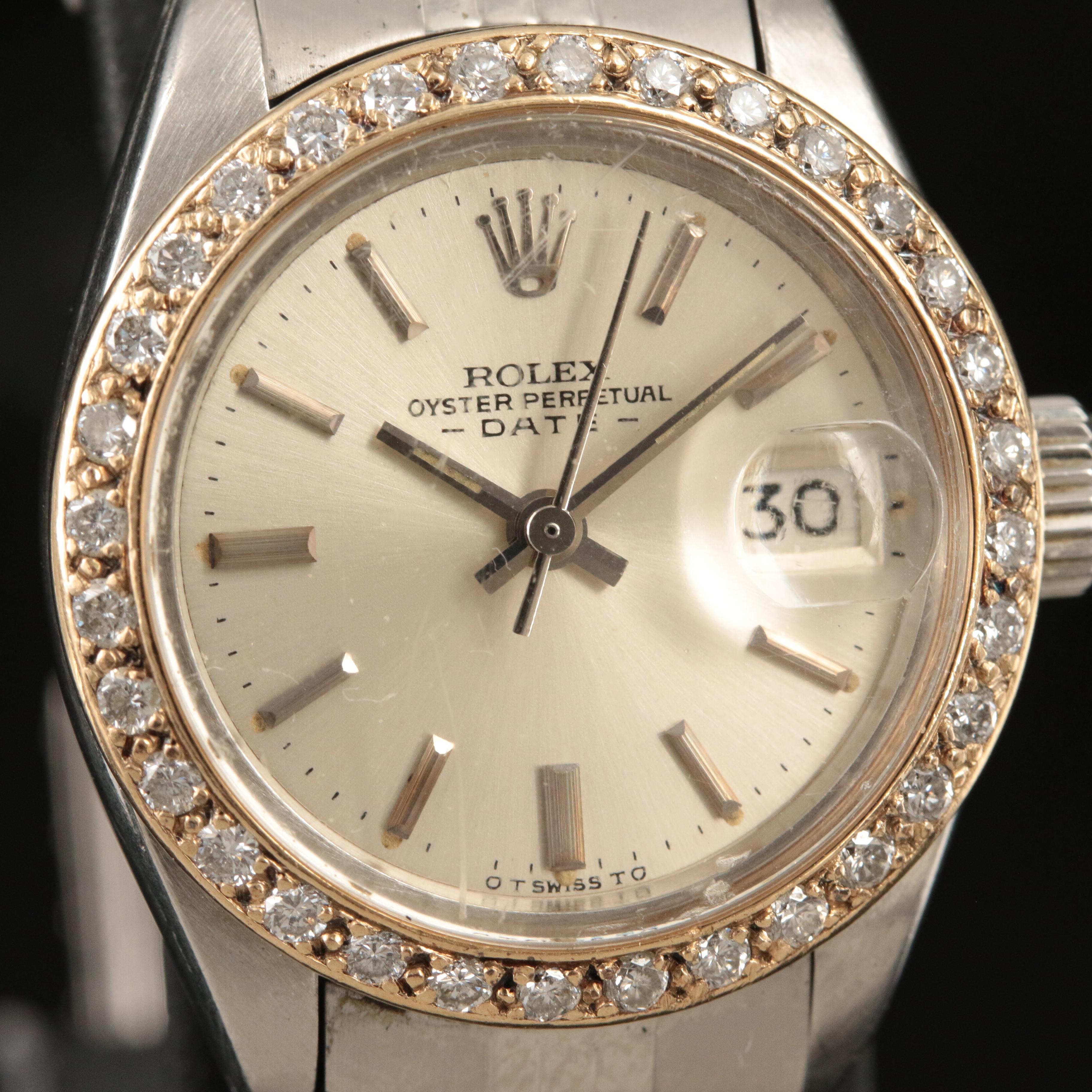 1972 Rolex Oyster Perpetual Date Custom Diamond Bezel