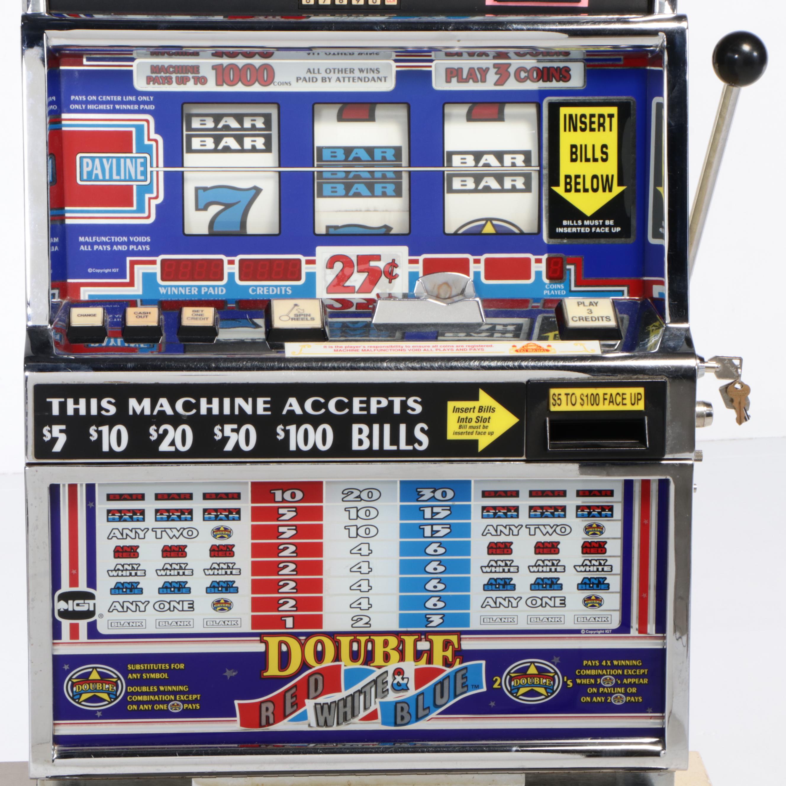 IGT Double Red, White & Blue Slot Machine With Base