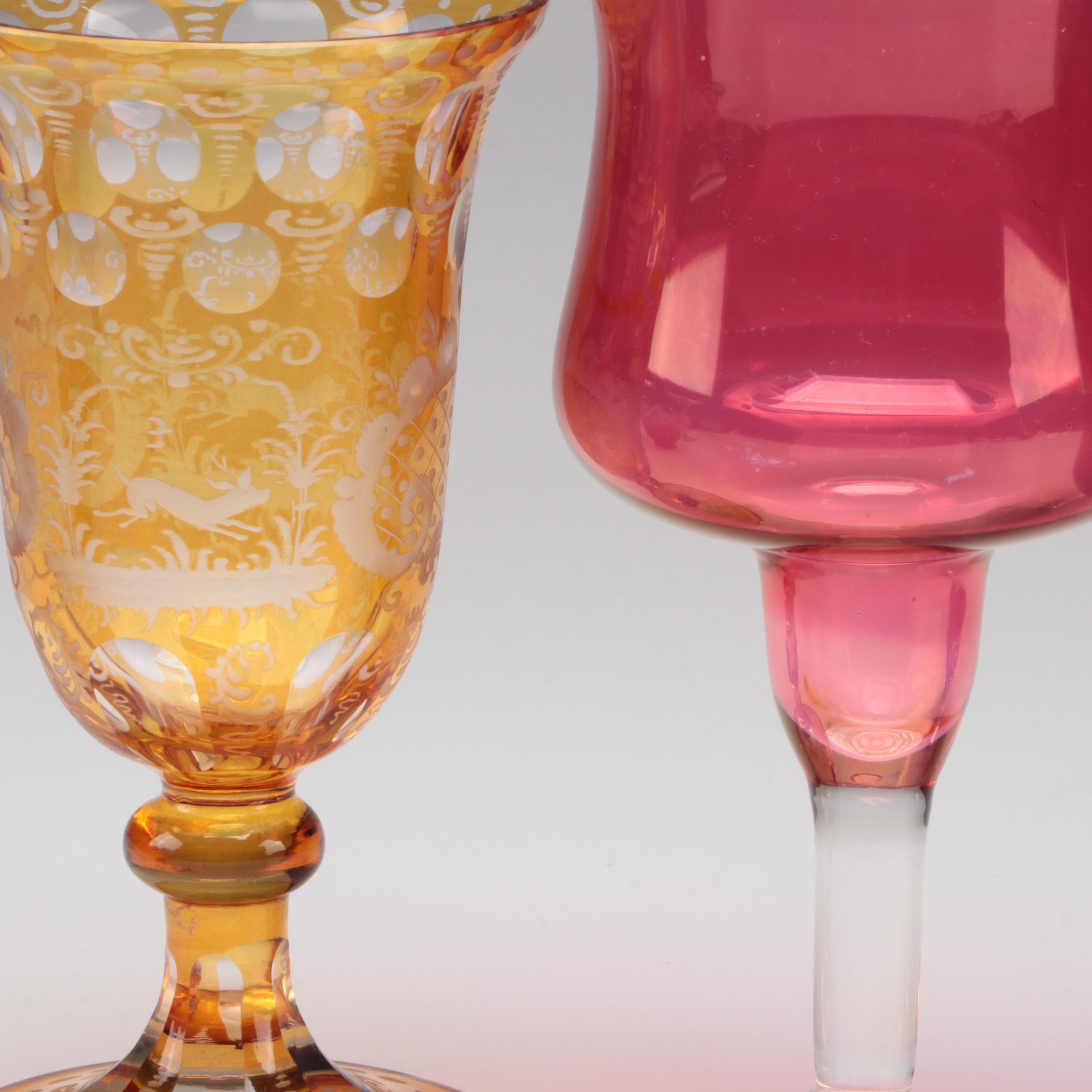 Fenton Hobnail Glass Candy Dish with Art Glass Vase and Other Table Accessories