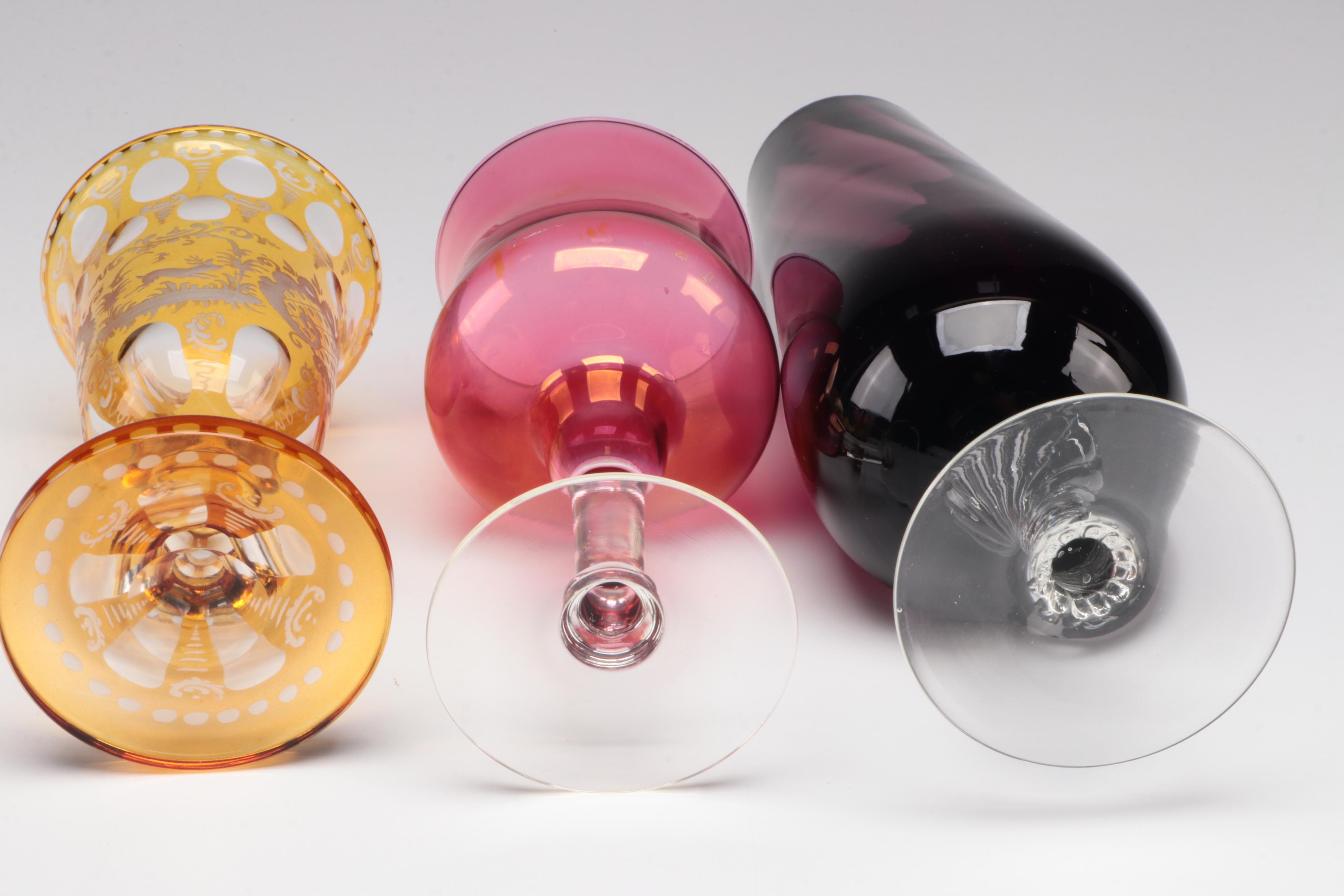 Fenton Hobnail Glass Candy Dish with Art Glass Vase and Other Table Accessories