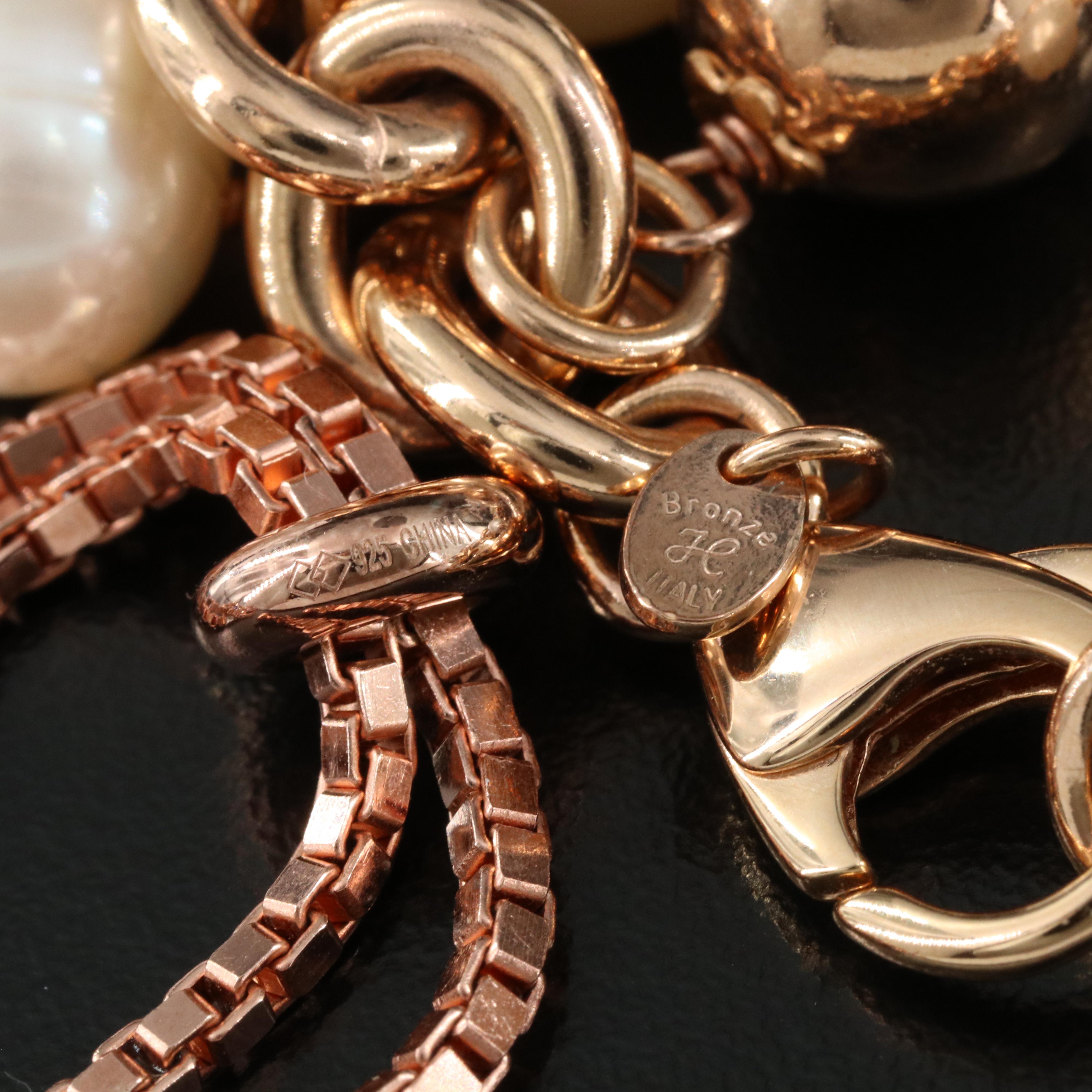 Honora Bronze Pearl and Sterling Morganite and Topaz Bracelets