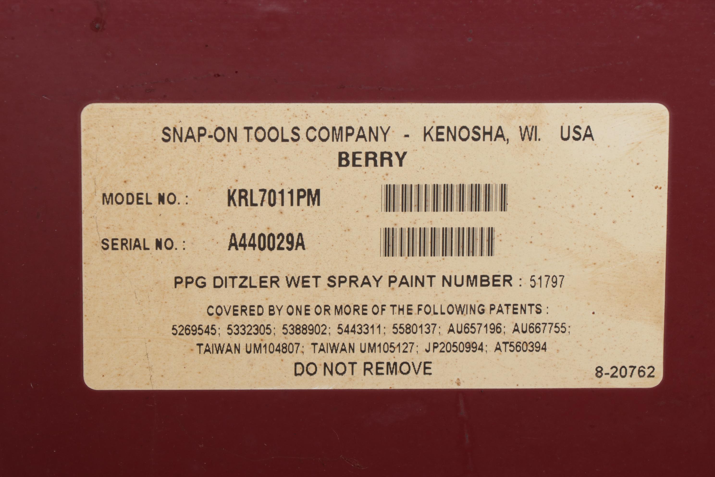 Snap-On Gold Medal Limited Edition Tool Cabinet on Casters